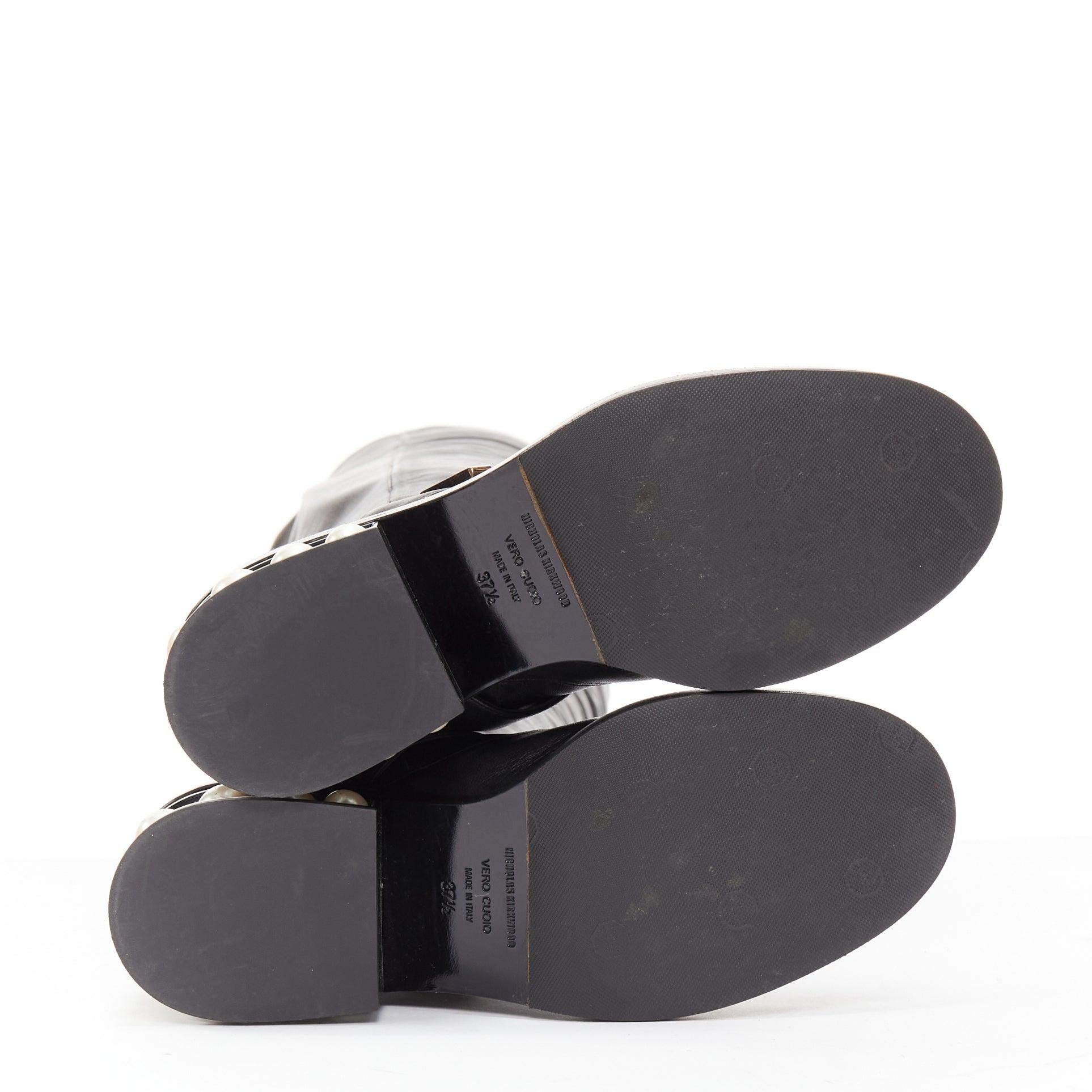 Bottes hauteur genou noires embellies de perles NICOLAS KIRKWOOD EU37,5 en vente 5