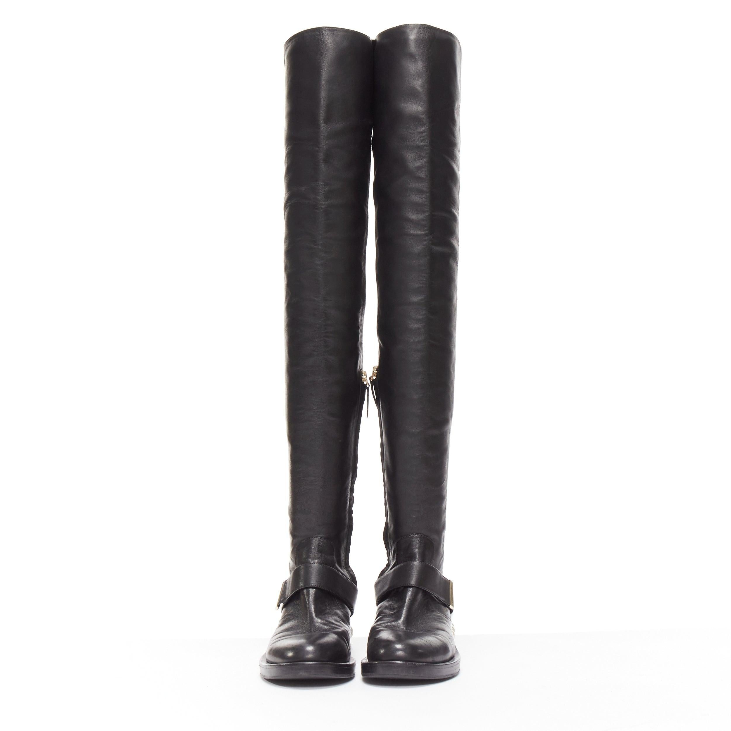 NICOLAS KIRKWOOD black XL pearl embellished heel knee high flat boots EU37.5 In Good Condition For Sale In Hong Kong, NT