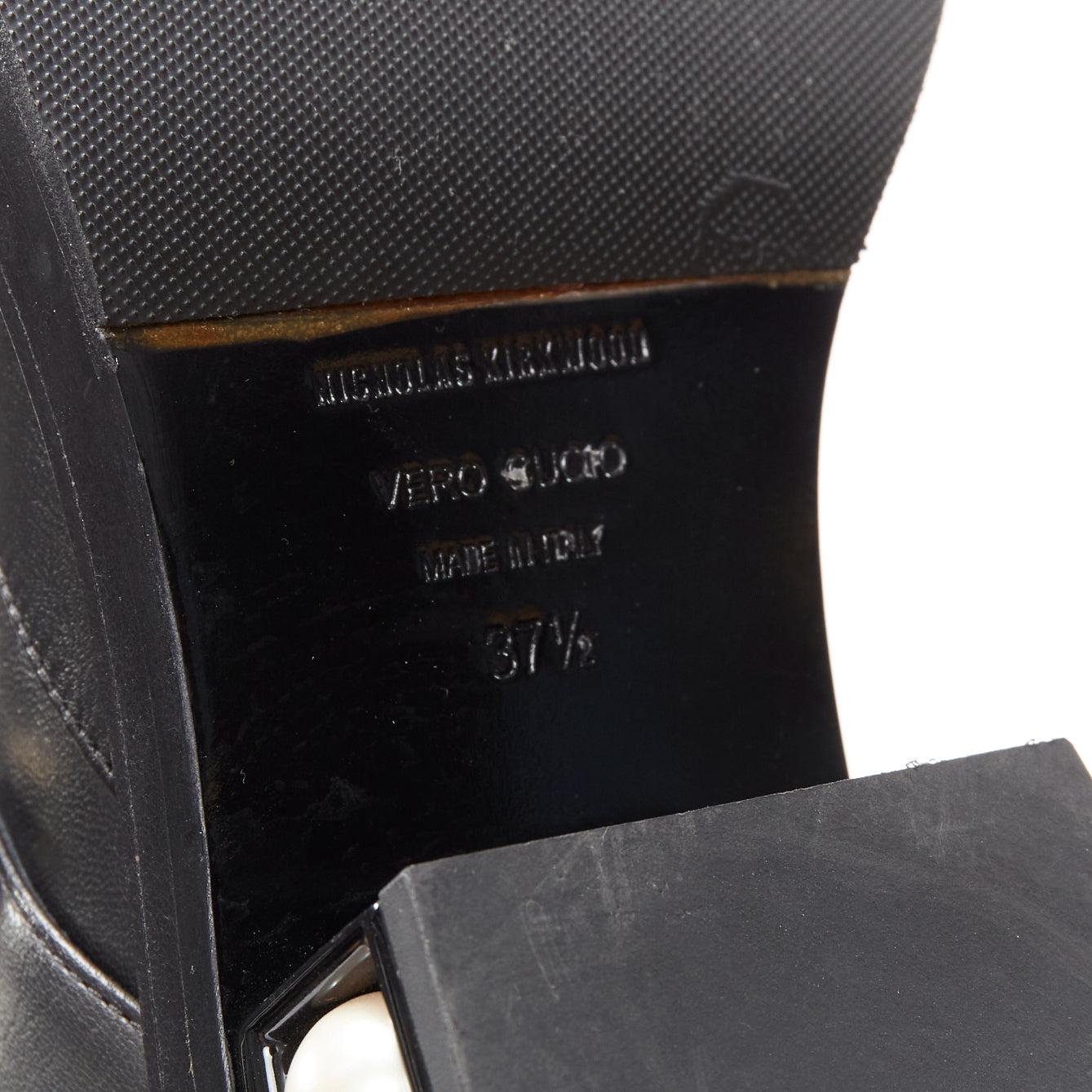 NICOLAS KIRKWOOD black XL pearl embellished heel knee high flat boots EU37.5 For Sale 5