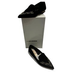 Nicolas Kirkwood Never Worn Beya Embellished Black Velvet Flats 38 w/Box