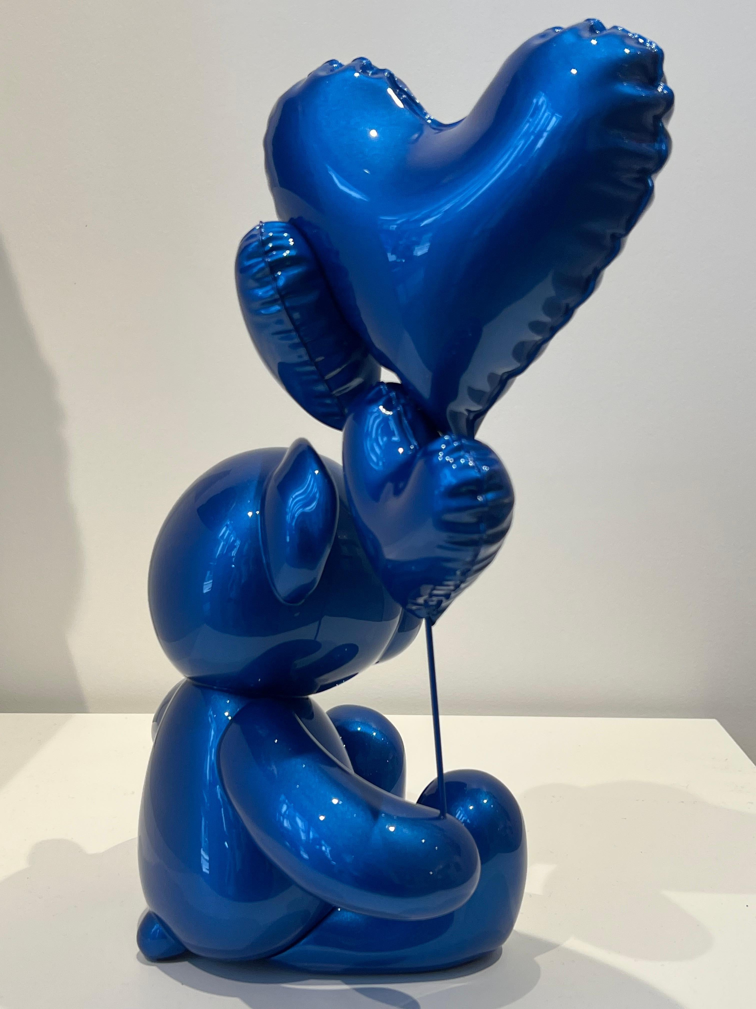 Teddy Love Bleu Côte d'Azur - Pop Art Sculpture par Nicolas Krauss