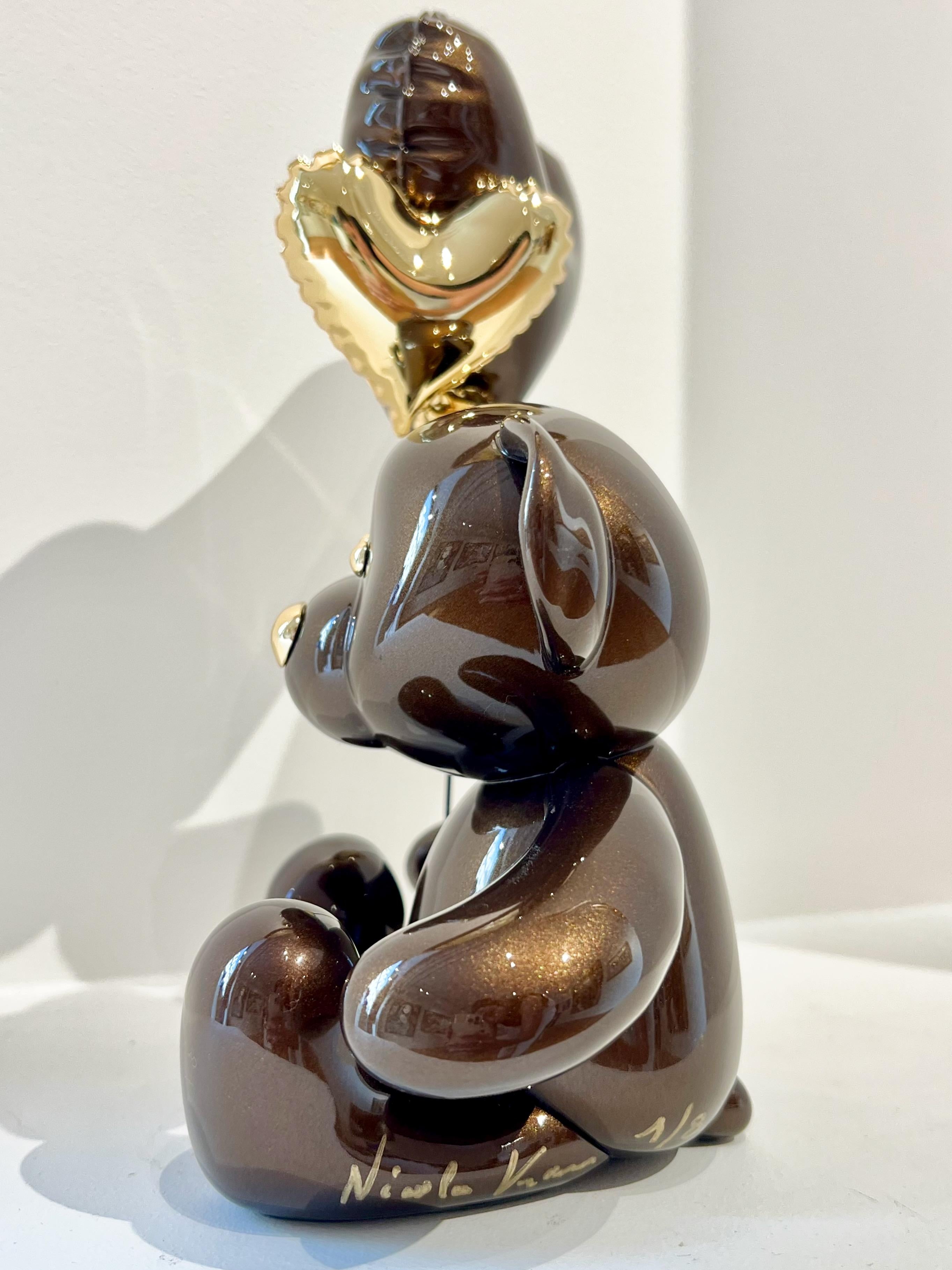 Teddy Brothers Brown/Or Chrome - Pop Art Sculpture par Nicolas Krauss