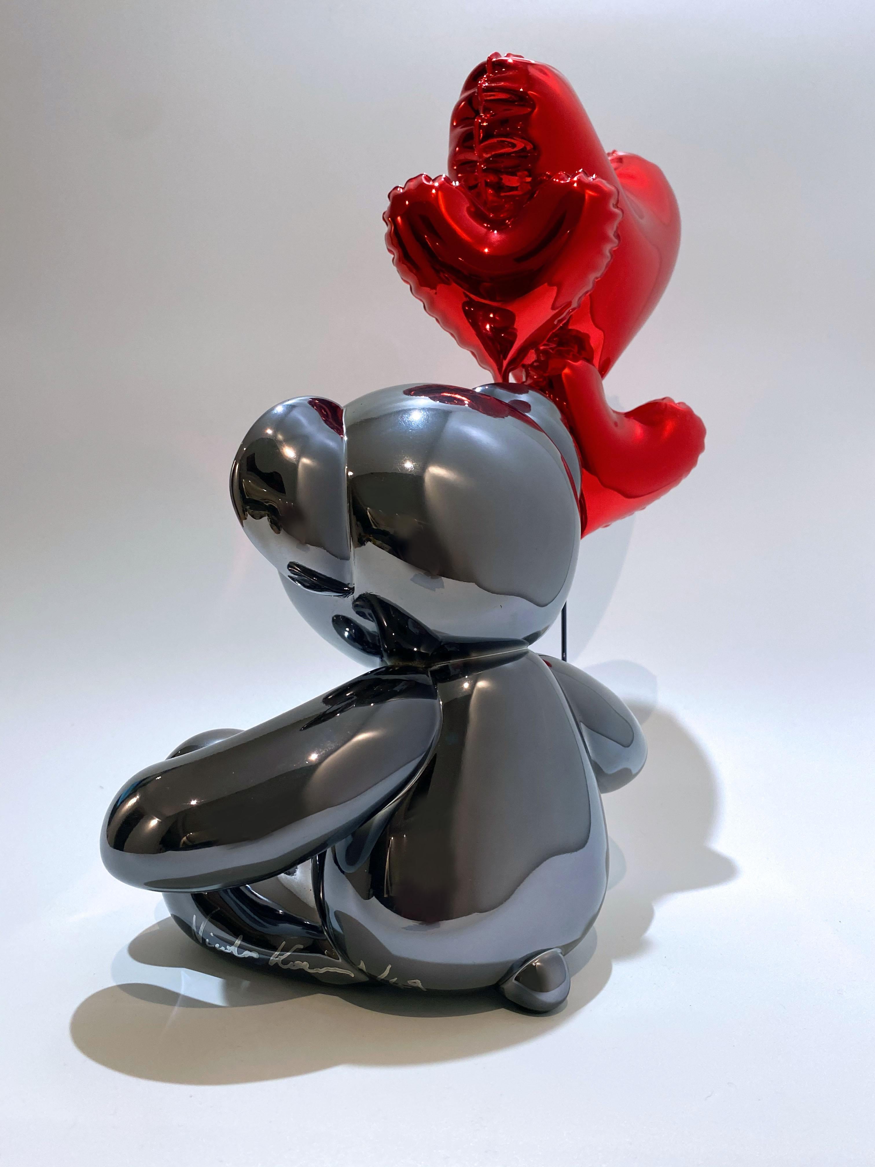 Teddy Love - Cromo y Rojo - Sculpture de Nicolas Krauss