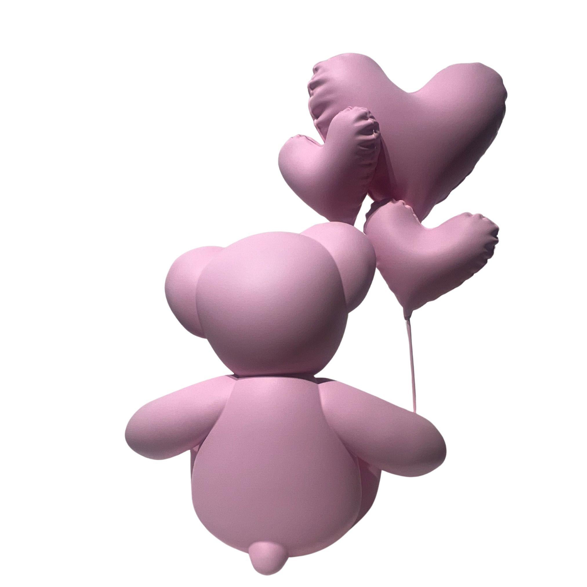 Teddy Love Miami rose - Pop Art Sculpture par Nicolas Krauss