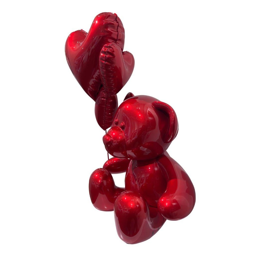 Teddy Love Red Emotion - Sculpture Pop Art di Nicolas Krauss