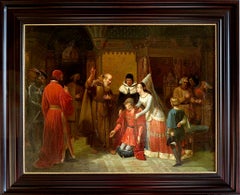 Louis XI kneeling in front of Saint François de Paule