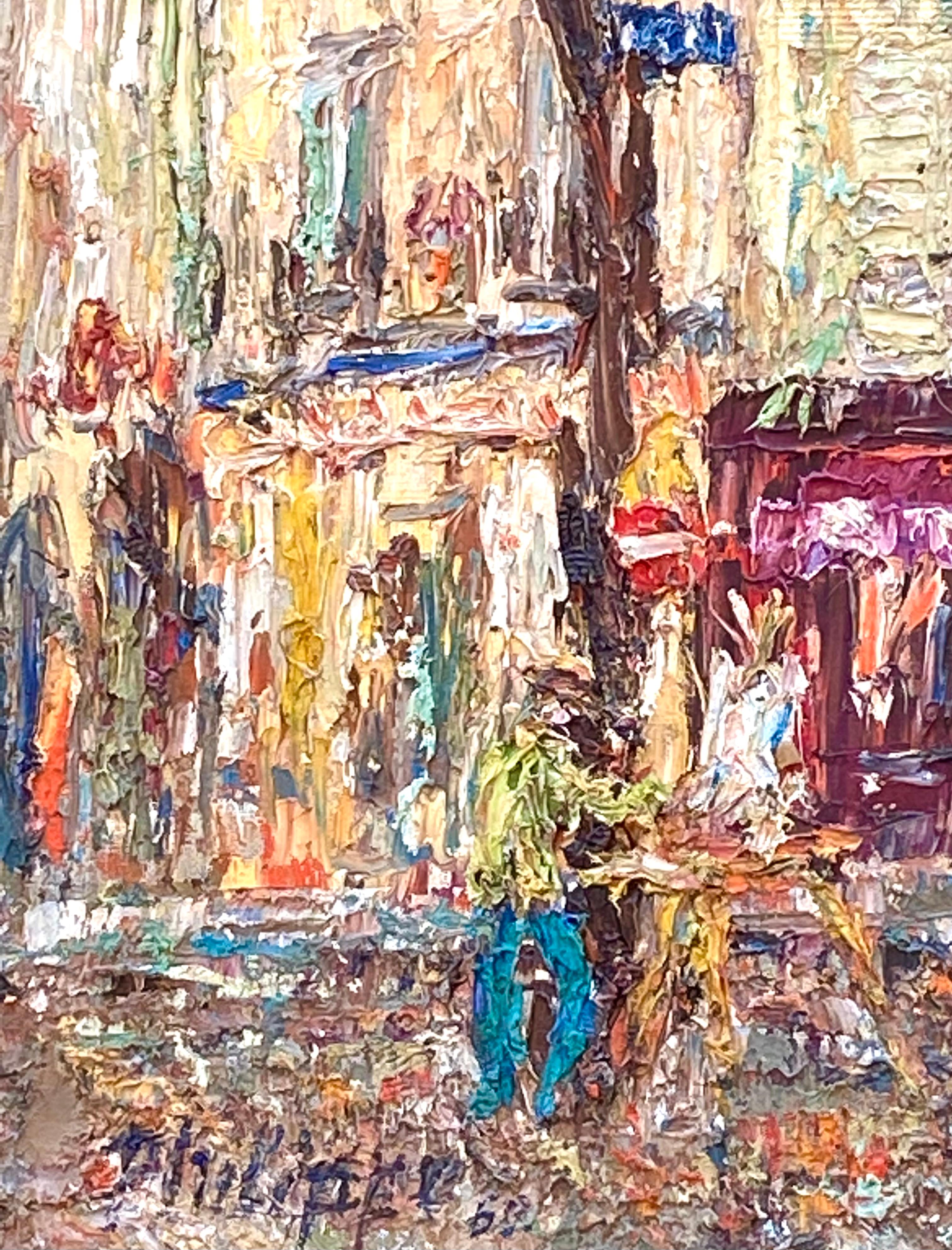 Original oil on canvas painting in very heavy impasto of a cityscape by the Serbian/French artist, Nicolas Markovitch.  Signed Philippe lower left, one of the pseudonyms used by the artist.  Dated to the right of signature 1960. Condition is very