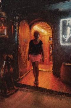 "Leaving the House," Oil painting