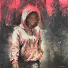 "Pink Label" (2024) By Nicolas Martin, Original Oil Painting on Panel