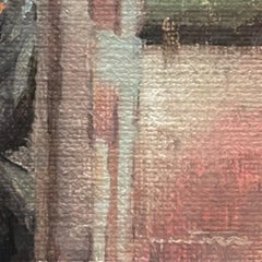 „Der Telefonanruf“ (2024) von Nicolas Martin, Original-Ölgemälde auf Tafel