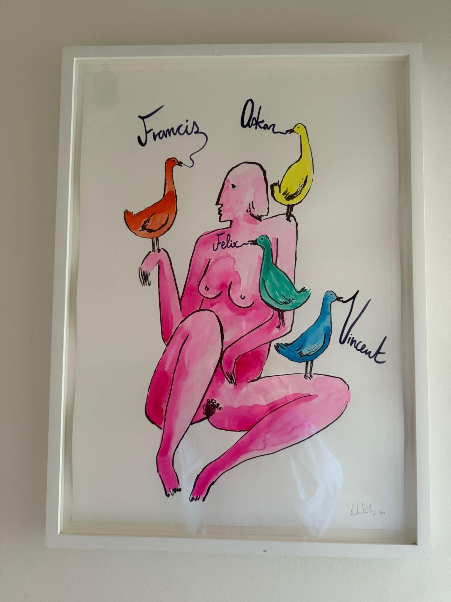 Naked Woman With Birds By Nicolas Party For Sale 4