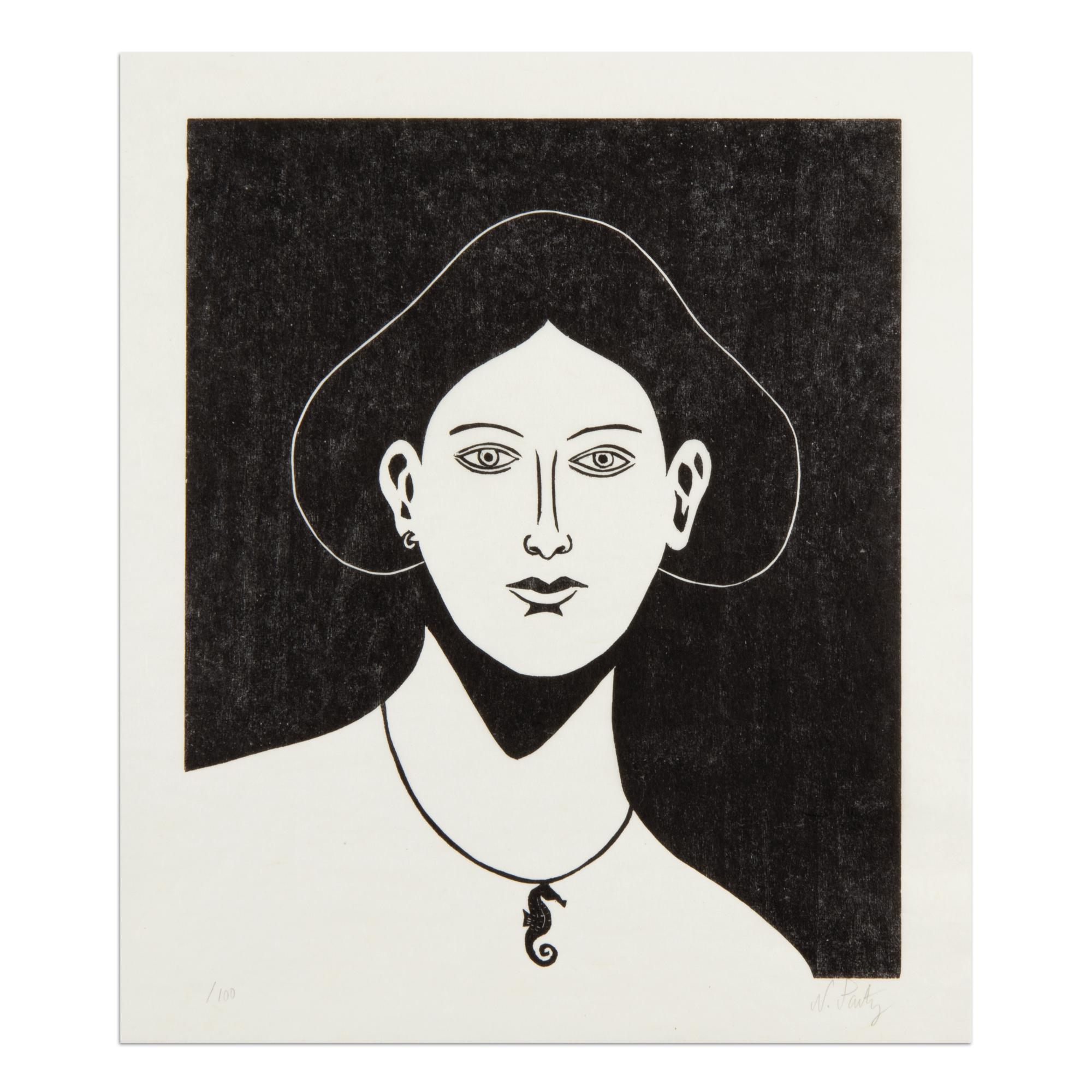 Nicolas Party (Suisse, né en 1980)
Collier portrait d
hippocampe, 2021
Support : Gravure sur bois sur HM-5 gampi-shi
Dimensions : 28,3 × 24,1 cm (11 1/10 × 9 ½ in)
Édition de 100 + 8 AP : Signé à la main et numéroté au recto, signé sur le livre