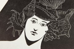 Portrait avec coquillages de Nicolas Party, gravure sur bois originale, signée