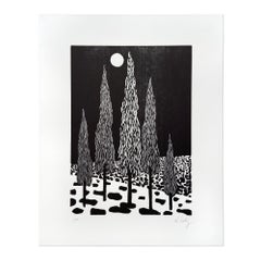 Trees, Woodcut on Paper, 21st Century Contemporary Art