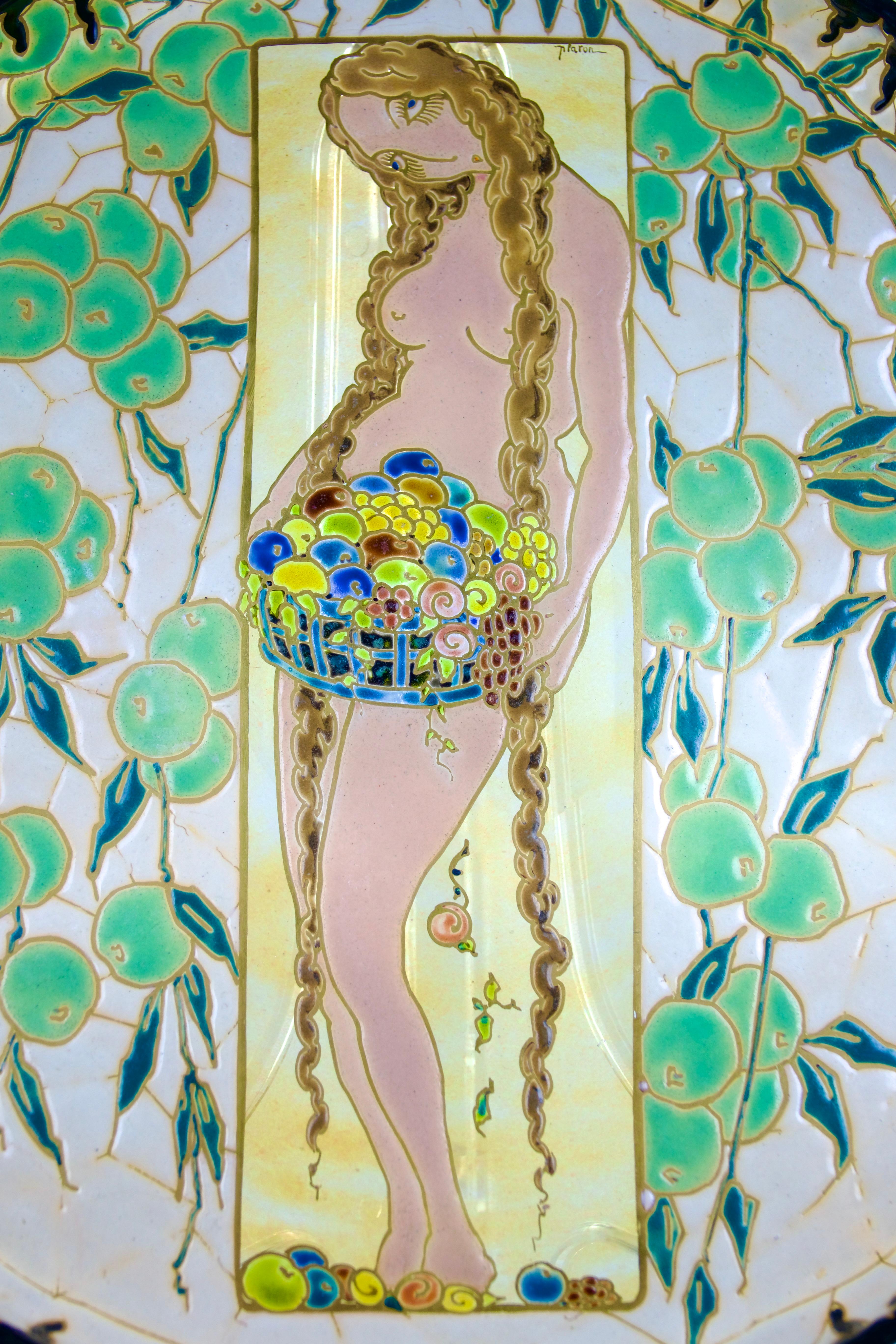 Nicolas Platon Argyriades, „Außergewöhnliches“, Kunstwerk aus emailliertem Glas, Art déco, Art déco 1920 im Zustand „Gut“ im Angebot in PARIS, FR