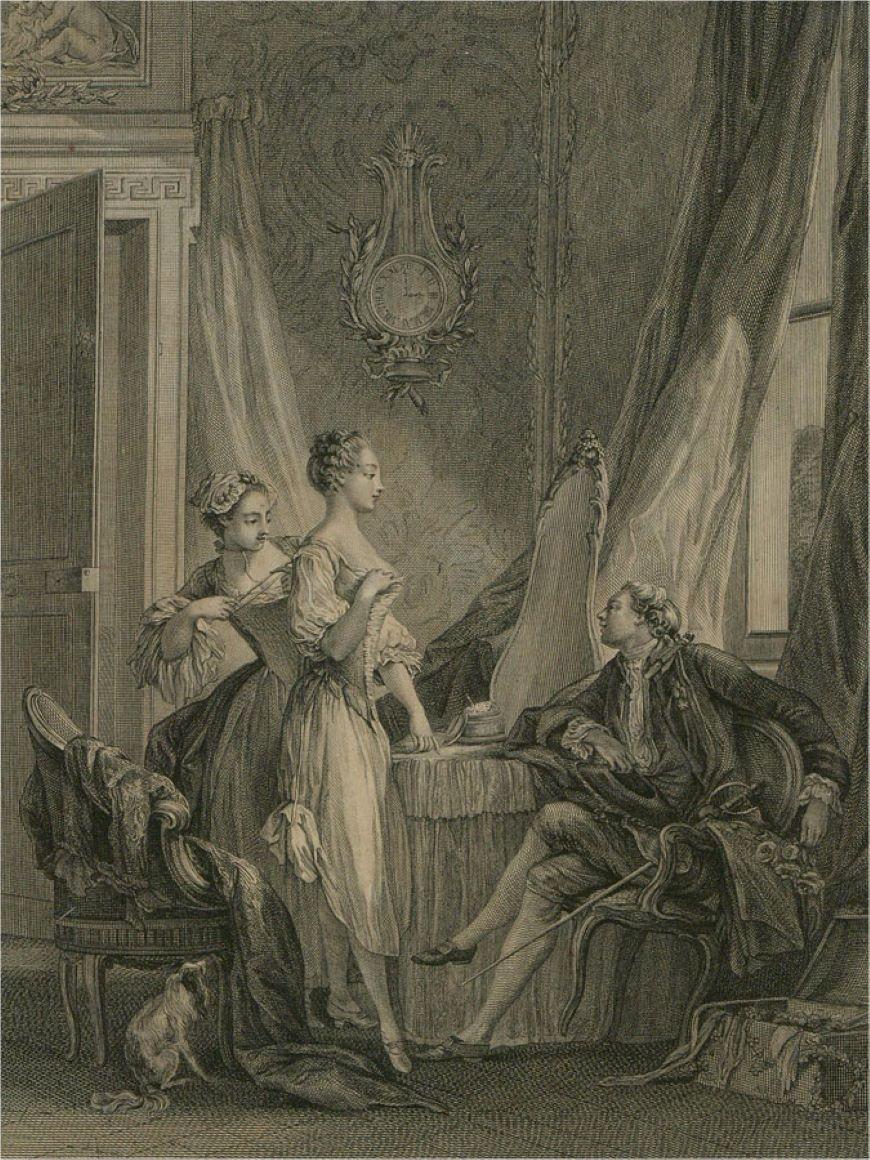Nicolas Ponce After Pierre Antoine Baudouin - 1771 Engraving, La Toilette - Print by Nicolas Ponce Pierre Antoine Baudouin