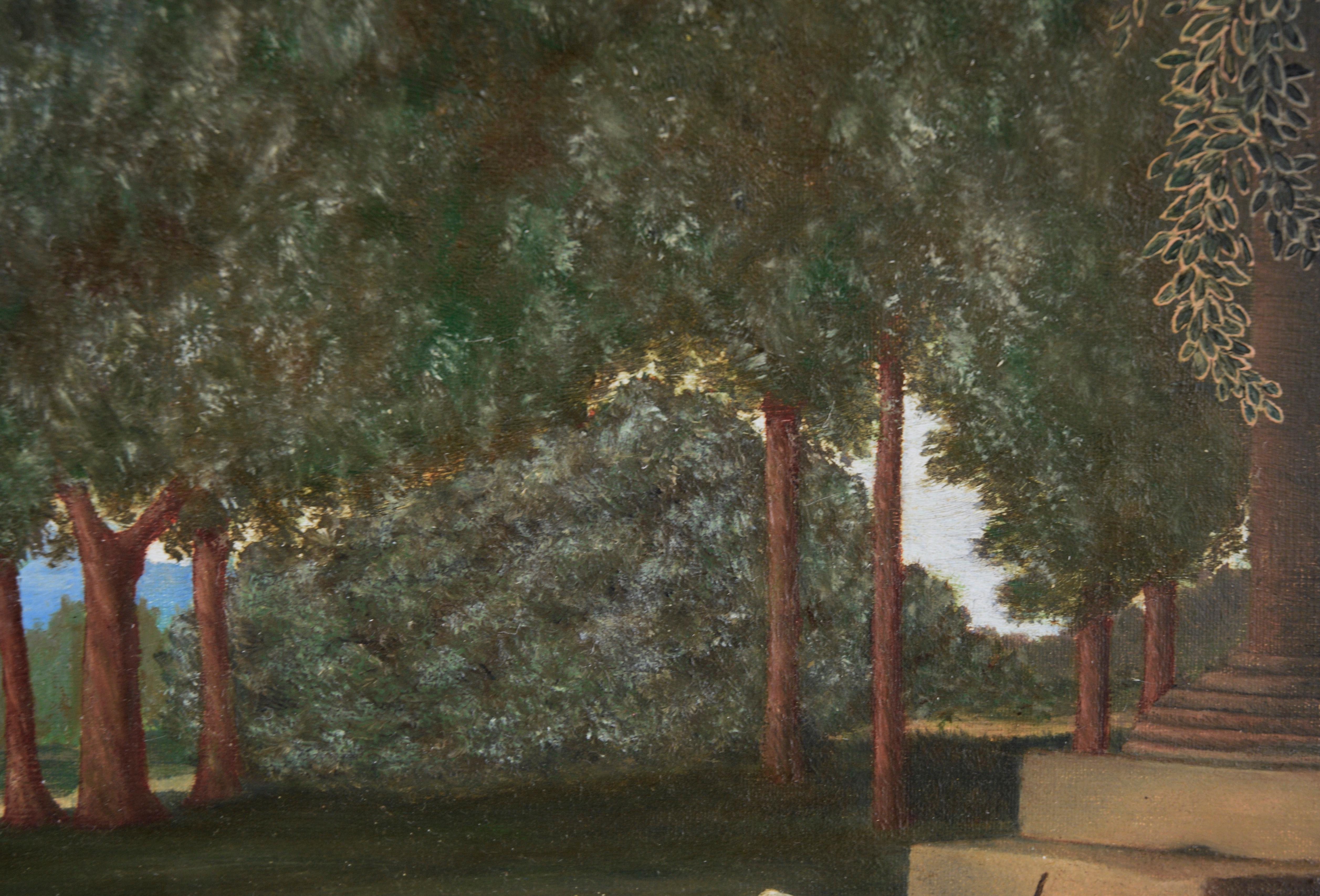 Étude d'un paysage de Nicolas Poussin avec un homme lavant ses pieds à l'huile sur panneau en vente 5