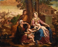 Holy Family Poussin Paint Oil on canvas Old master 17th Century Religious Art