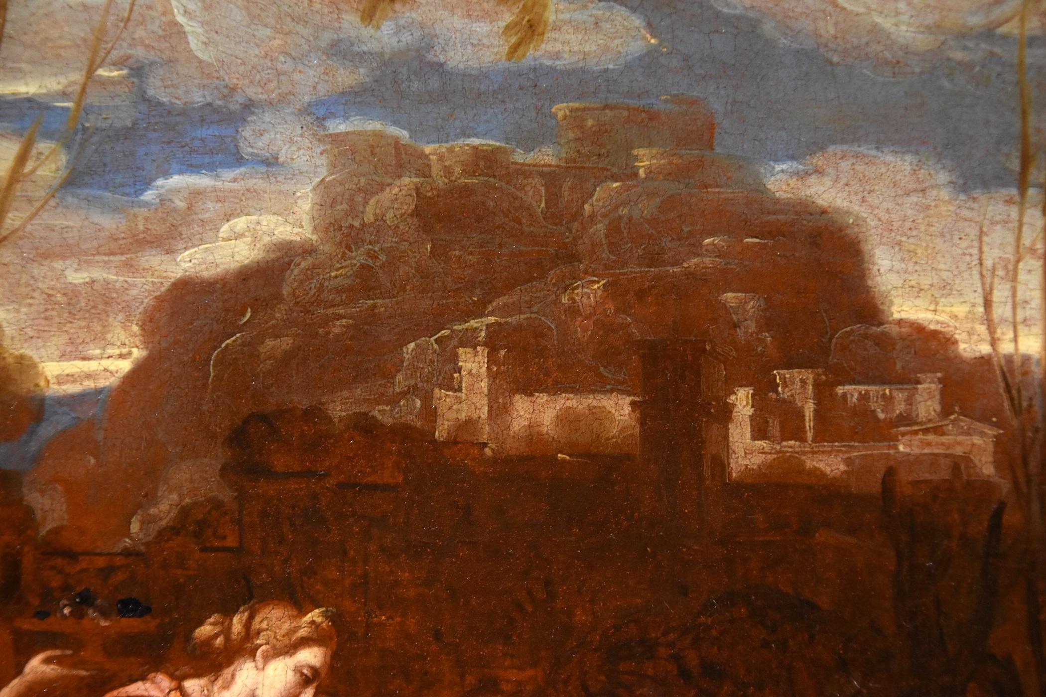 Poussin Moses Landscape Old master Oil on canvas Paint 17th Century Italy Art For Sale 15