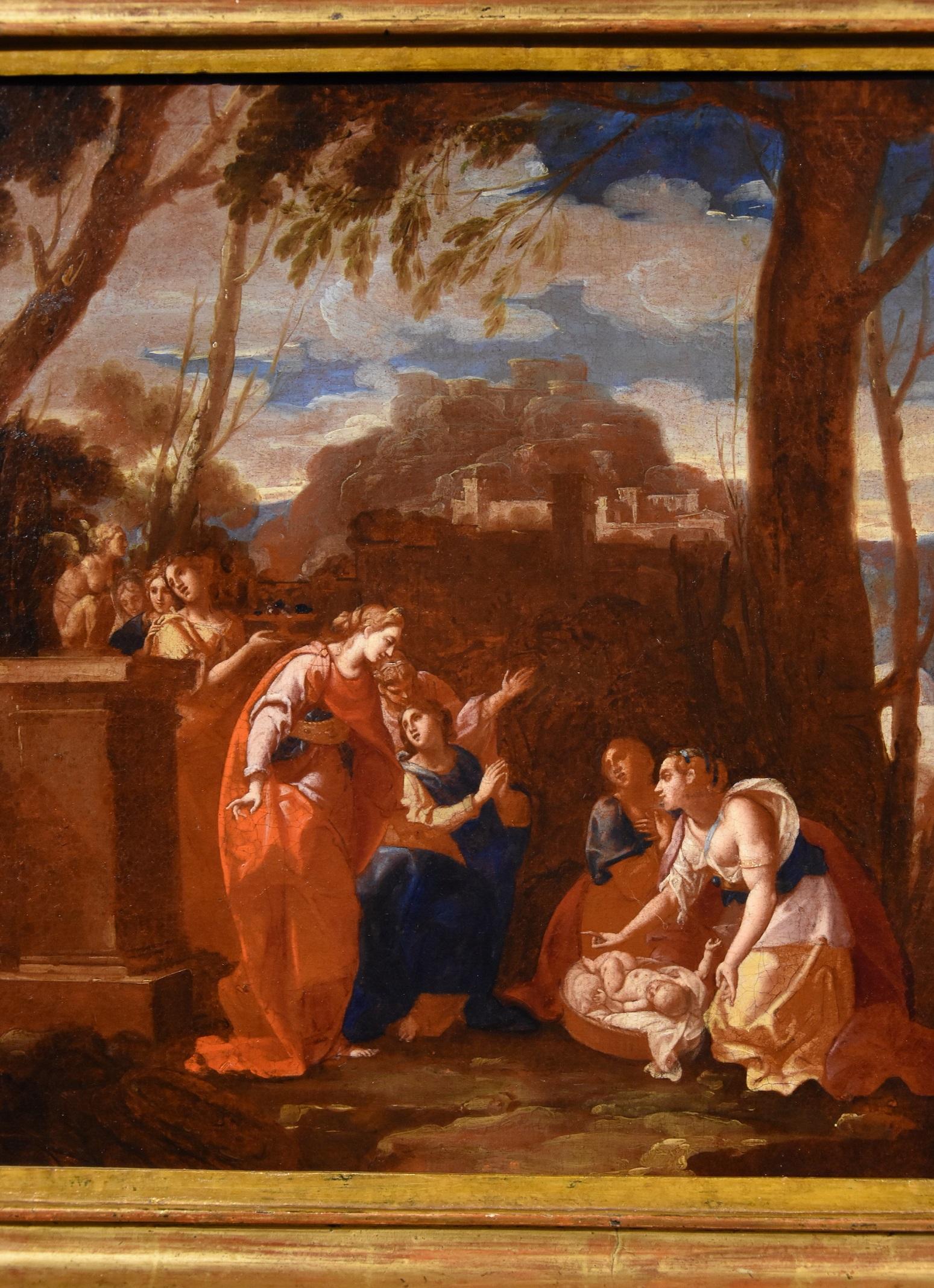 Poussin Moses Landscape Old master Oil on canvas Paint 17th Century Italy Art For Sale 2