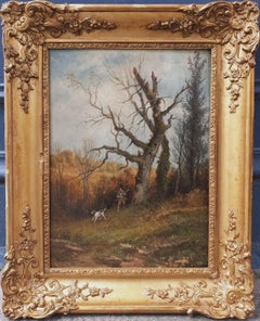 RENIE Barbizon Hunter Hound Hunt French Impressionniste 19e siècle 