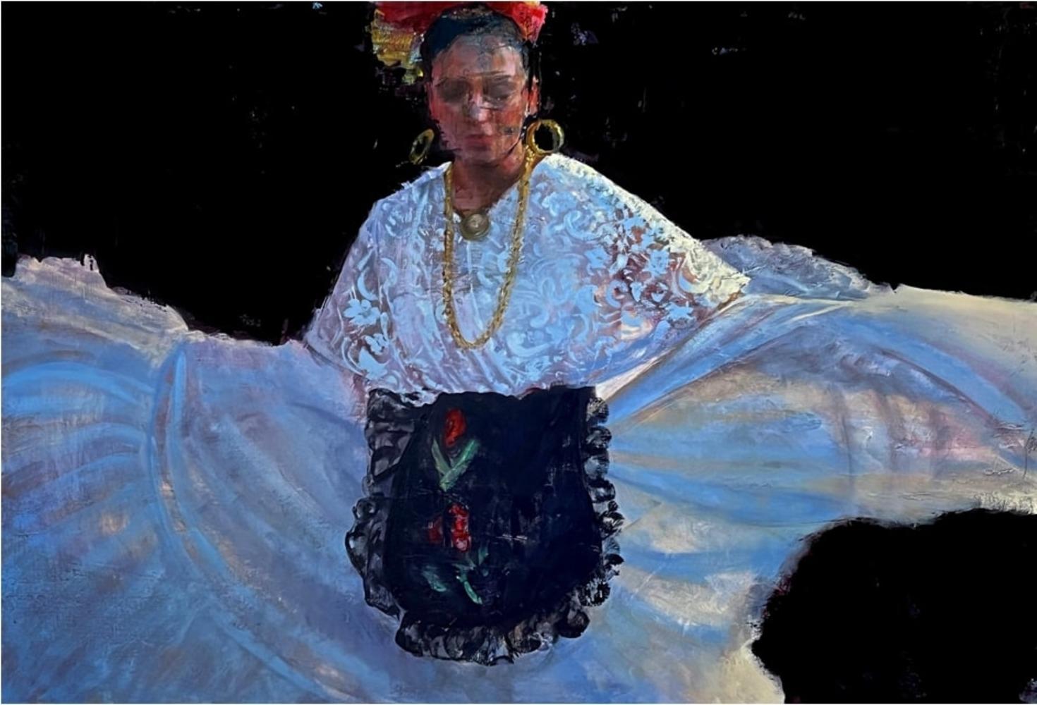 Nicolas Sanchez Figurative Painting - Nicholas V. Sanchez - Veracruz Dancer, Painting 2021