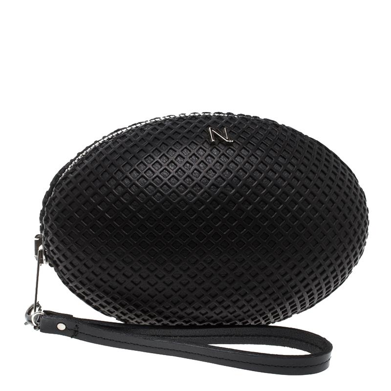 Women's Nicolas Theil Black Net Leather Egg Clutch