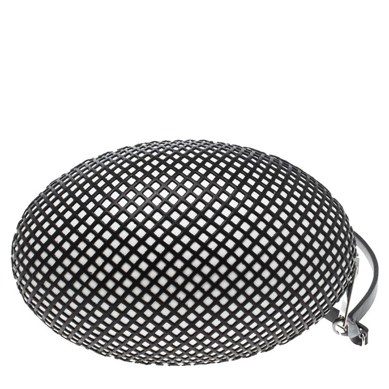 Women's Nicolas Theil Black/White Net Leather Egg Clutch