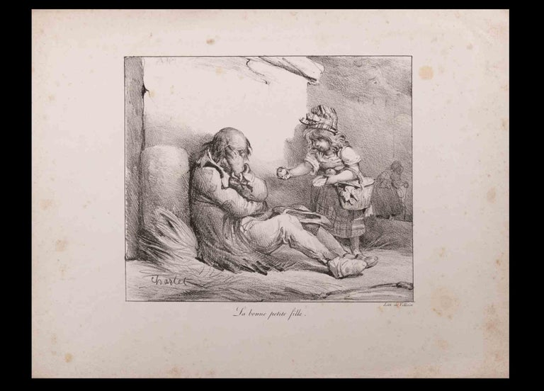 Nicolas Toussaint Charlet - La Bonne Petite Fille - Original Lithograph by  Nicolas Toussaint Charlet - 1800s For Sale at 1stDibs