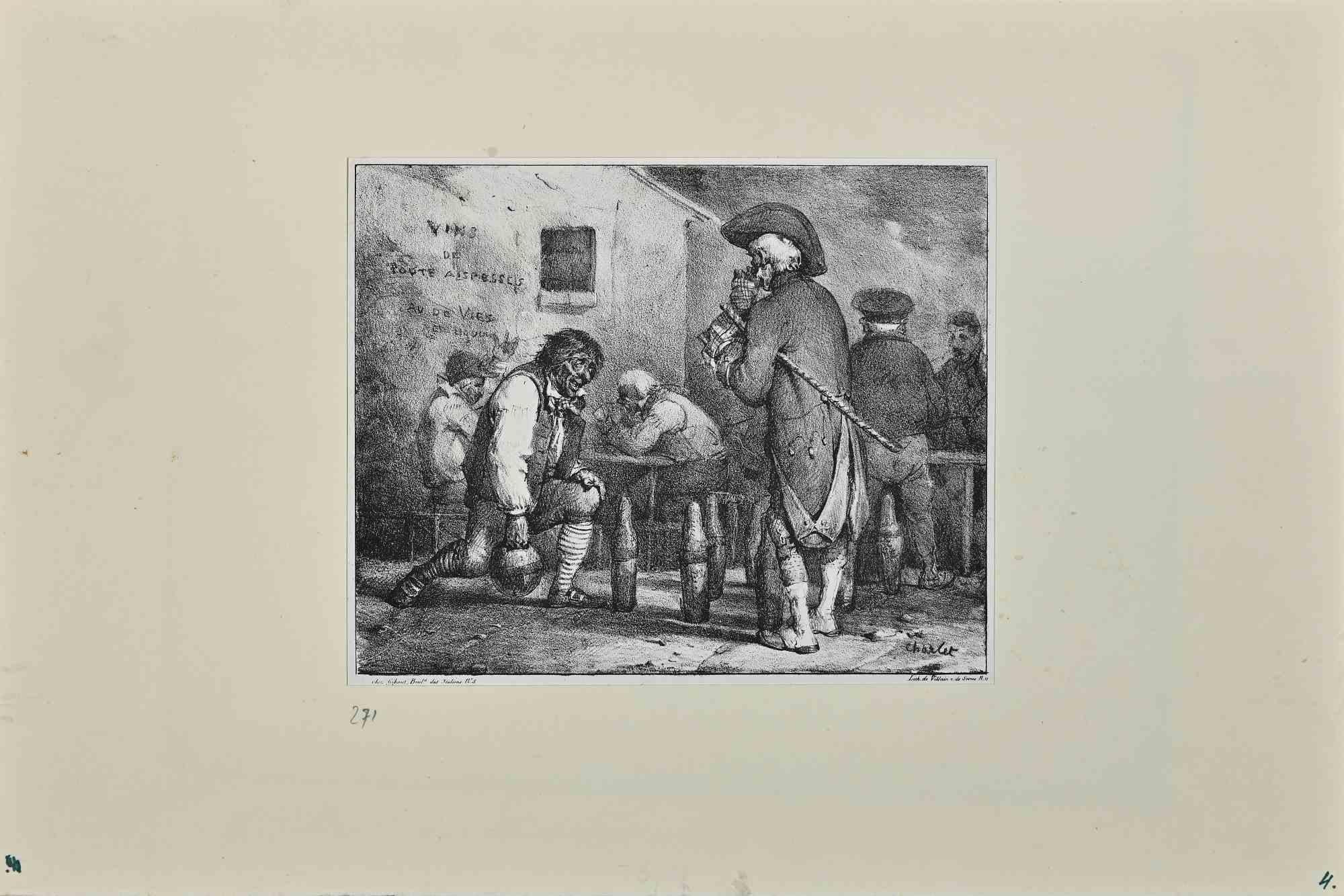 The Keels - Original Etching by Nicolas Toussaint Charlet - 19th century