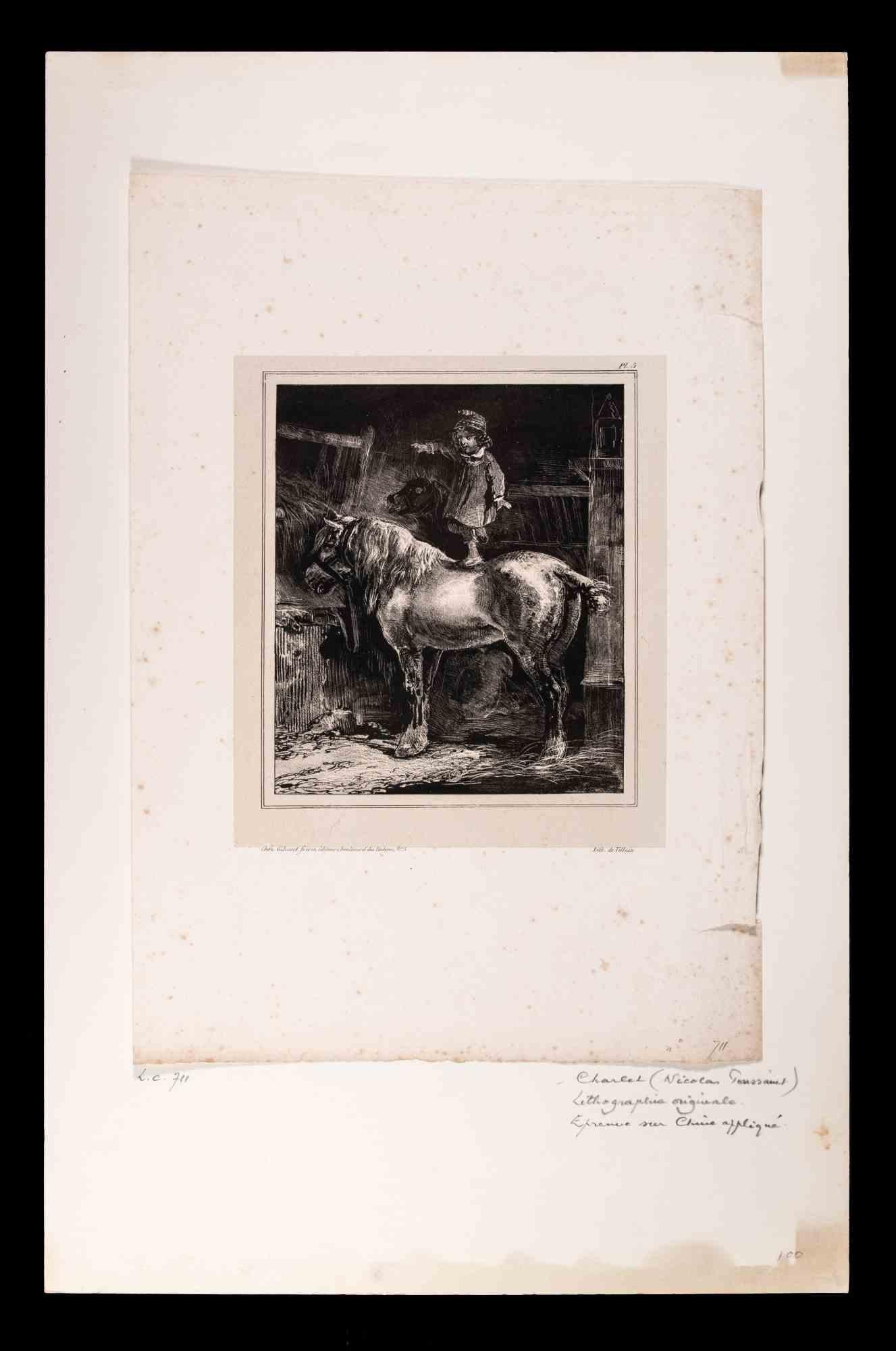 L'enfant  - Lithographie originale de N. Toussaint Charlet - Début du XIXe siècle - Print de Nicolas Toussaint Charlet