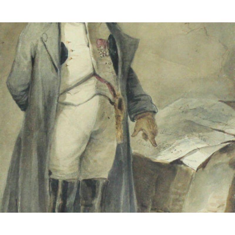 Paper Nicolas Toussaint Charlet Watercolor Painting Napoleon Bonapart For Sale