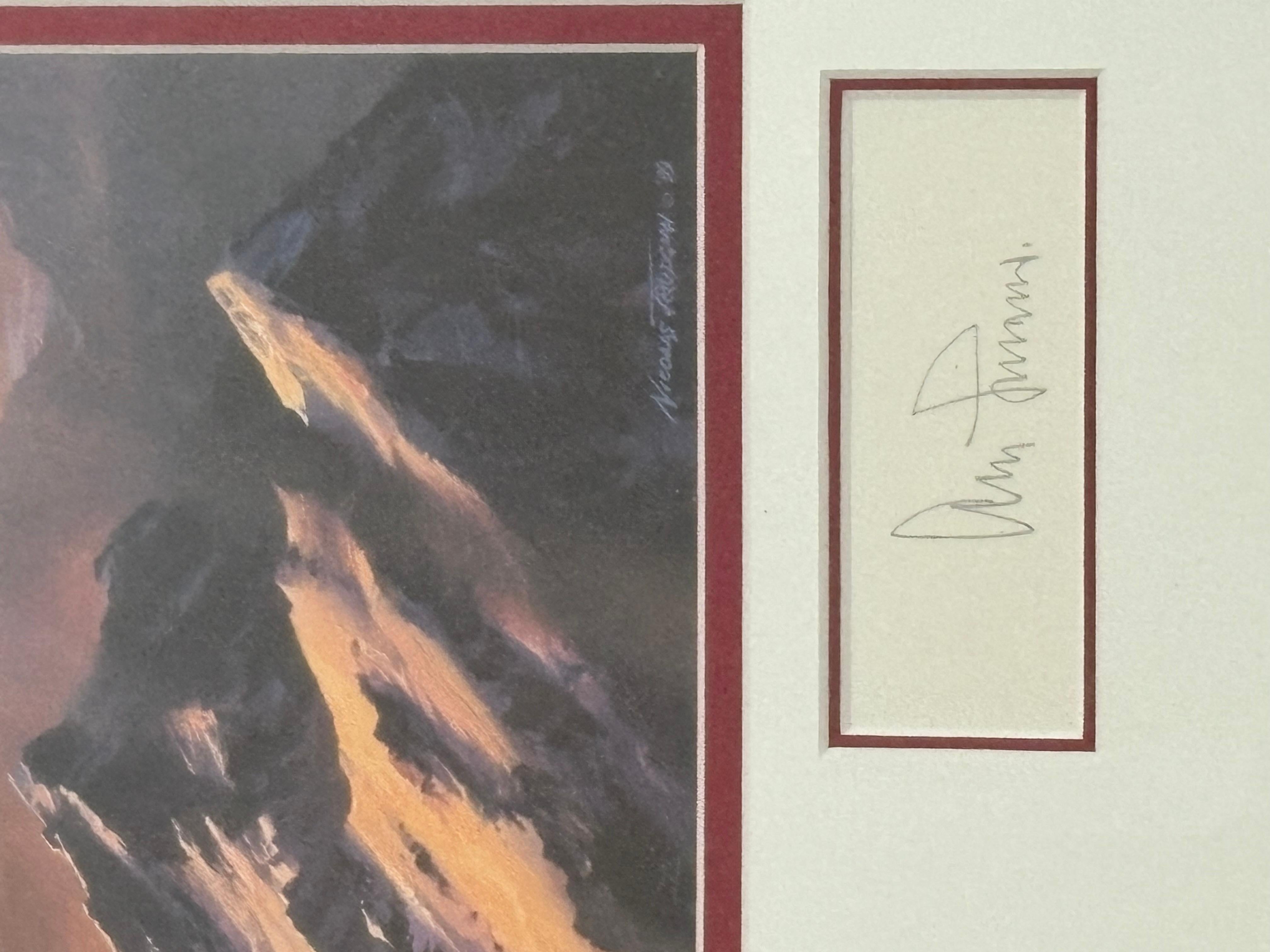 Nicolas Tridgian’s Limited Edition double matted print JET STRIKE it is #32 /250. Depicting Adolf Galland hand signed. Measures 27x22 no glass or plexiglass on the piece