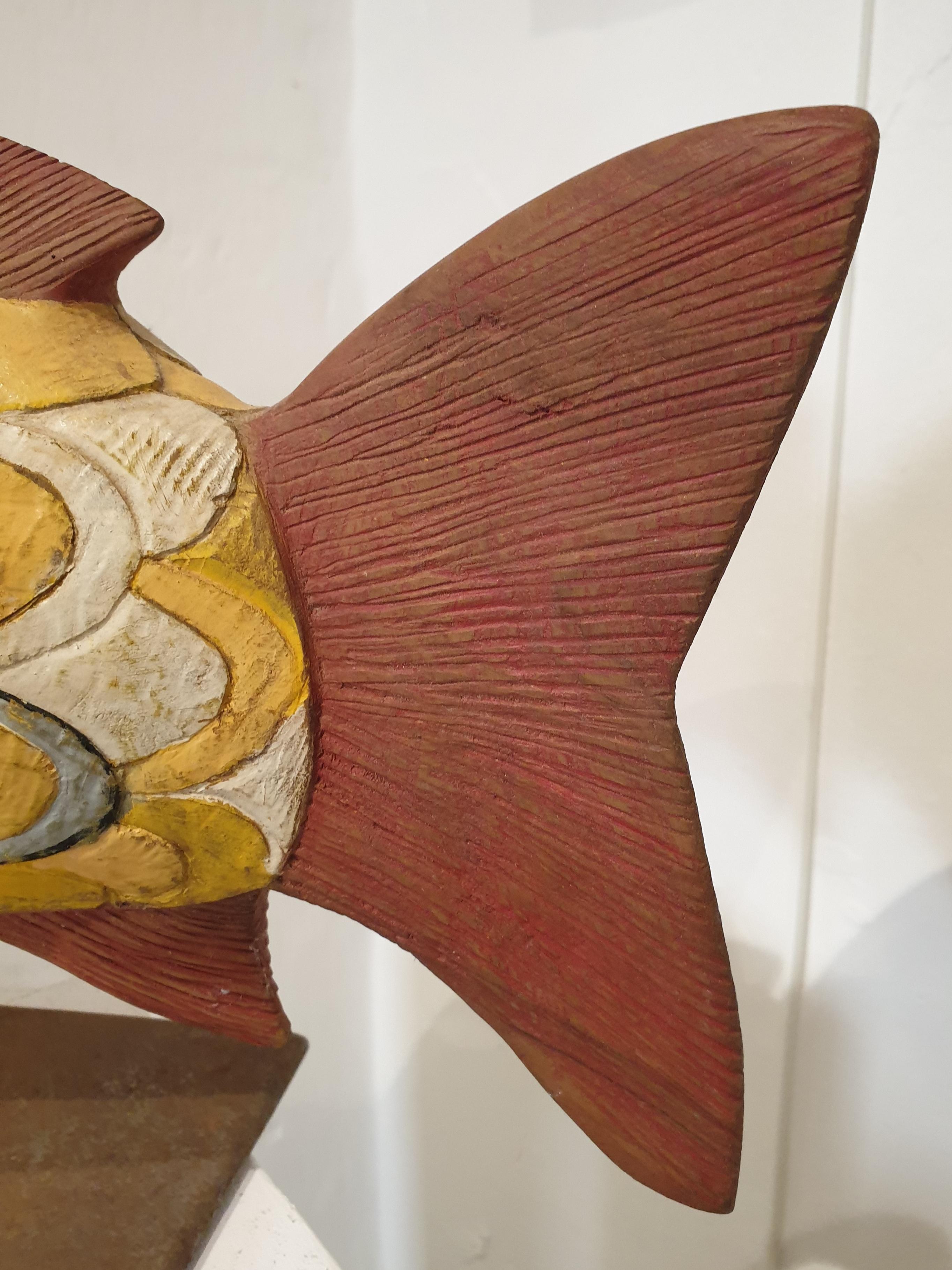 Sculpture of a Fish in Painted and Carved Wood. Le Poisson. 7
