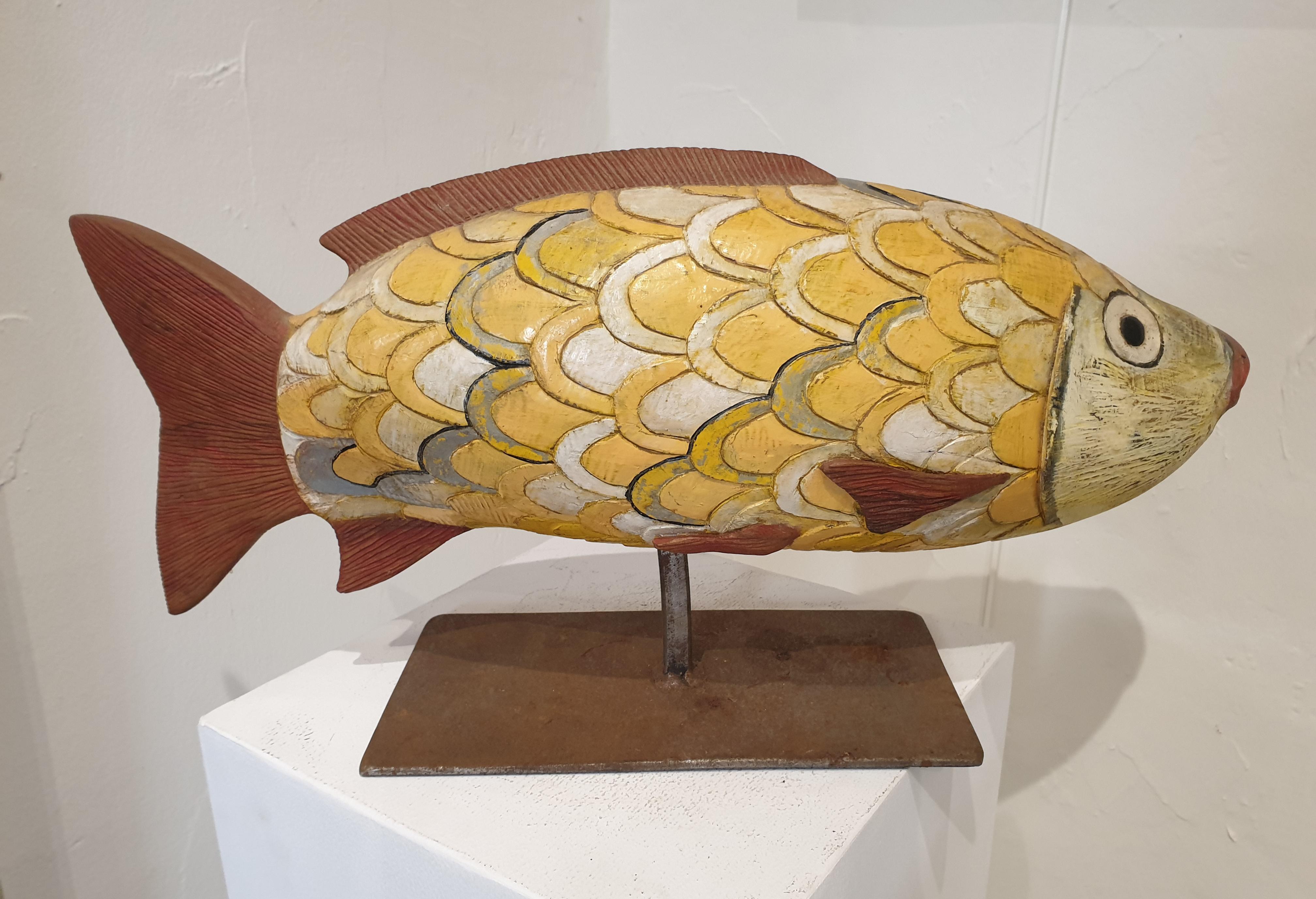 Sculpture of a Fish in Painted and Carved Wood. Le Poisson. 1