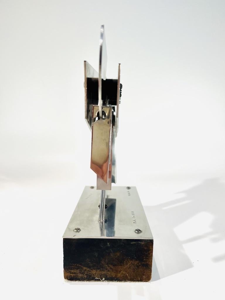 Late 20th Century Nicolas Vlavianos Greek steel 1974 sculpture with wood base signed For Sale
