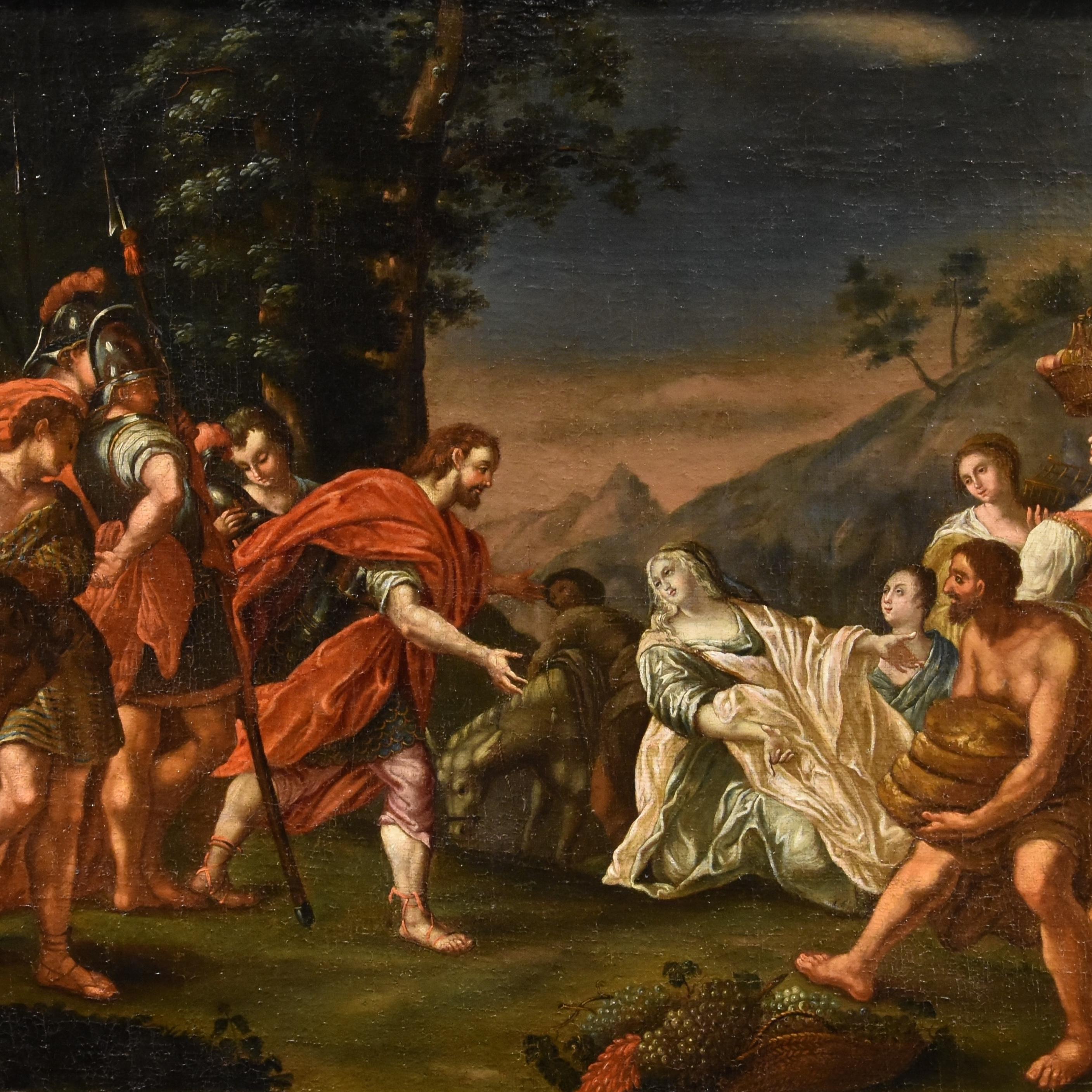 Nicolas Vleughels (Paris, 1668 - Rome, 1737) attributable 

King David meets Abigail  

oil on canvas  79 x 59 cm in frame 79 x 100 cm  

The painting depicts the meeting between King David and Abigail, as recounted in the biblical text of the First