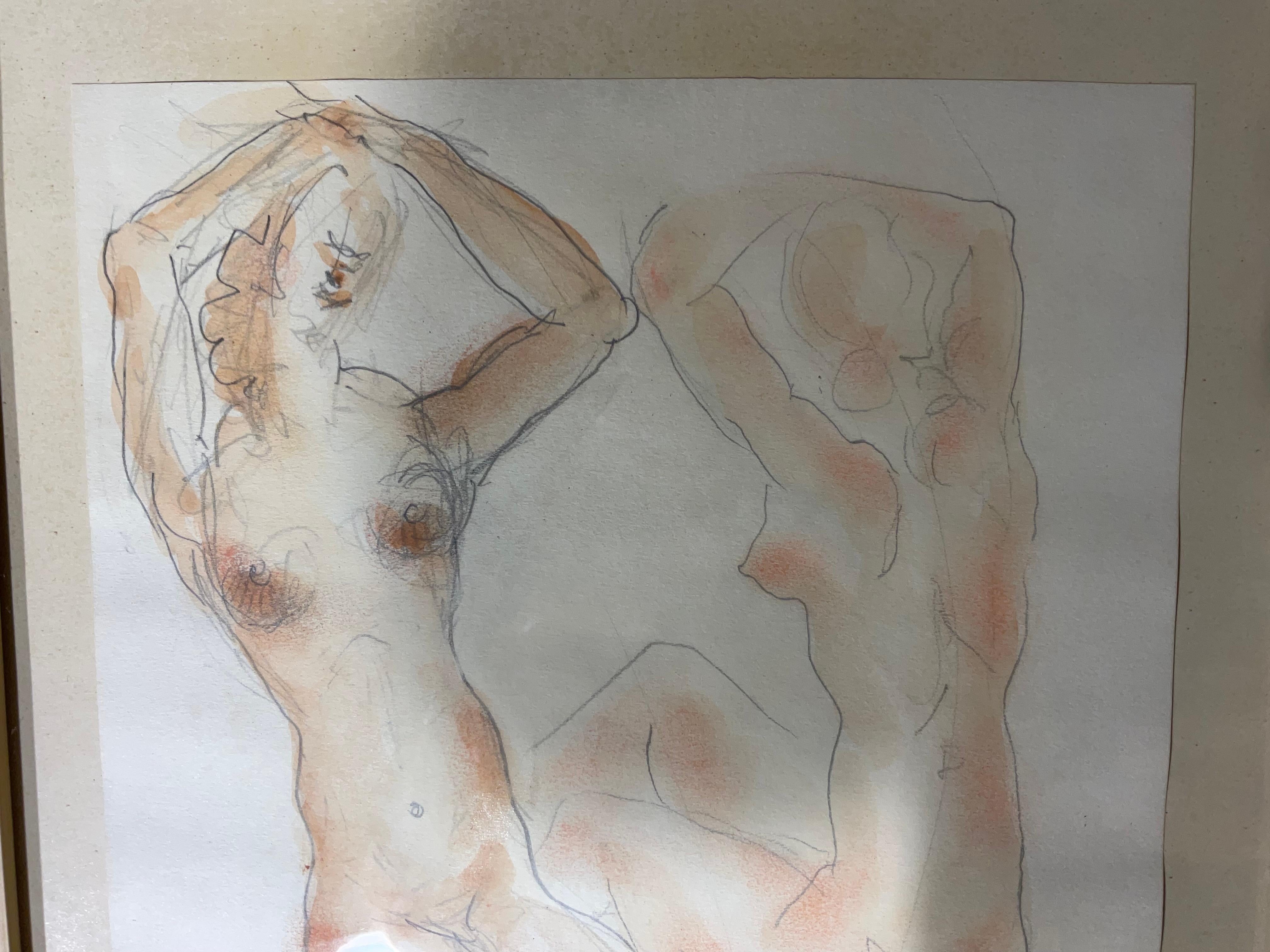 Americano Nicolaus Koni nudo, opera originale su carta in vendita