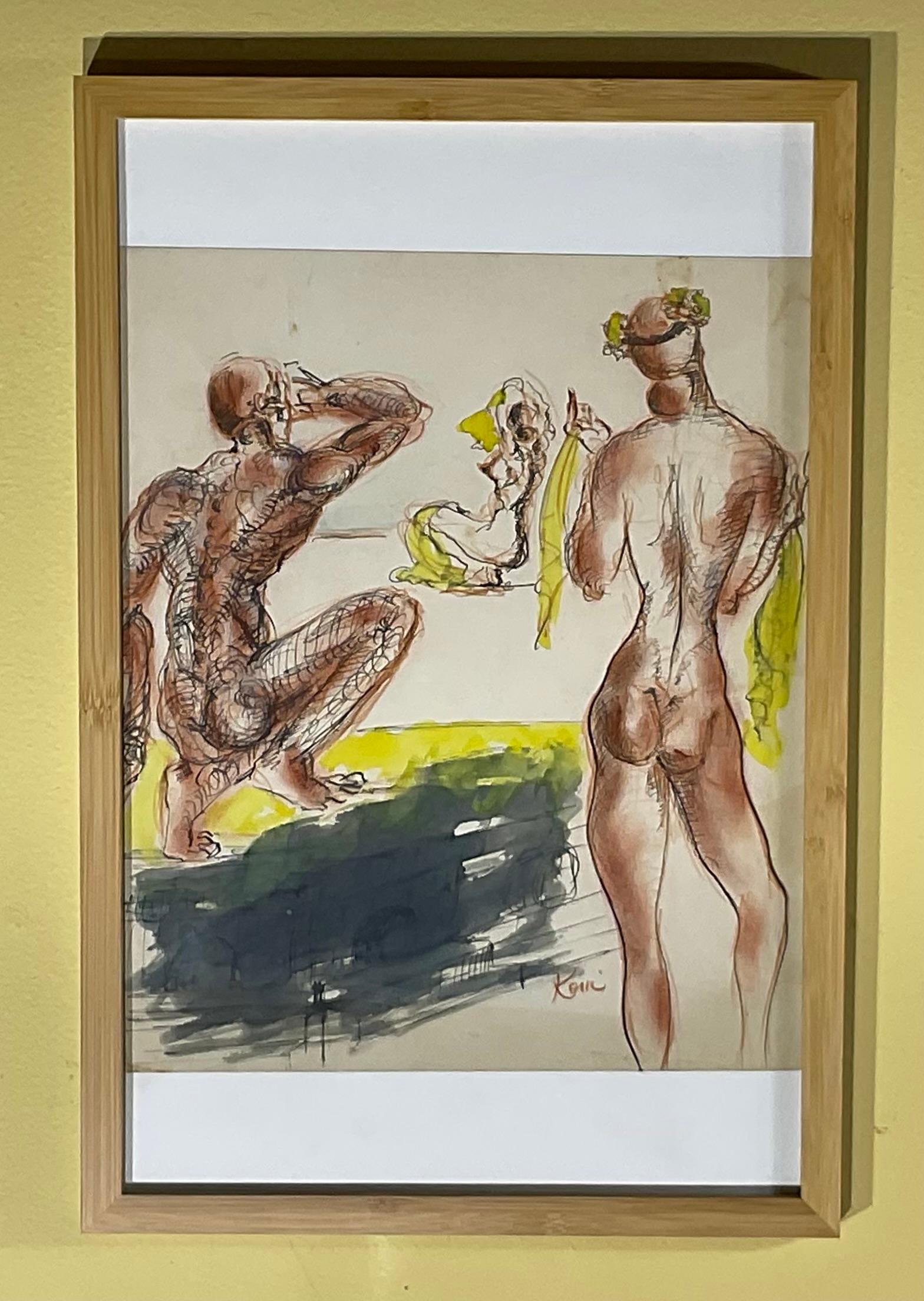 Nicolaus Koni Nude Œuvre originale sur papier Bon état - En vente à Delray Beach, FL