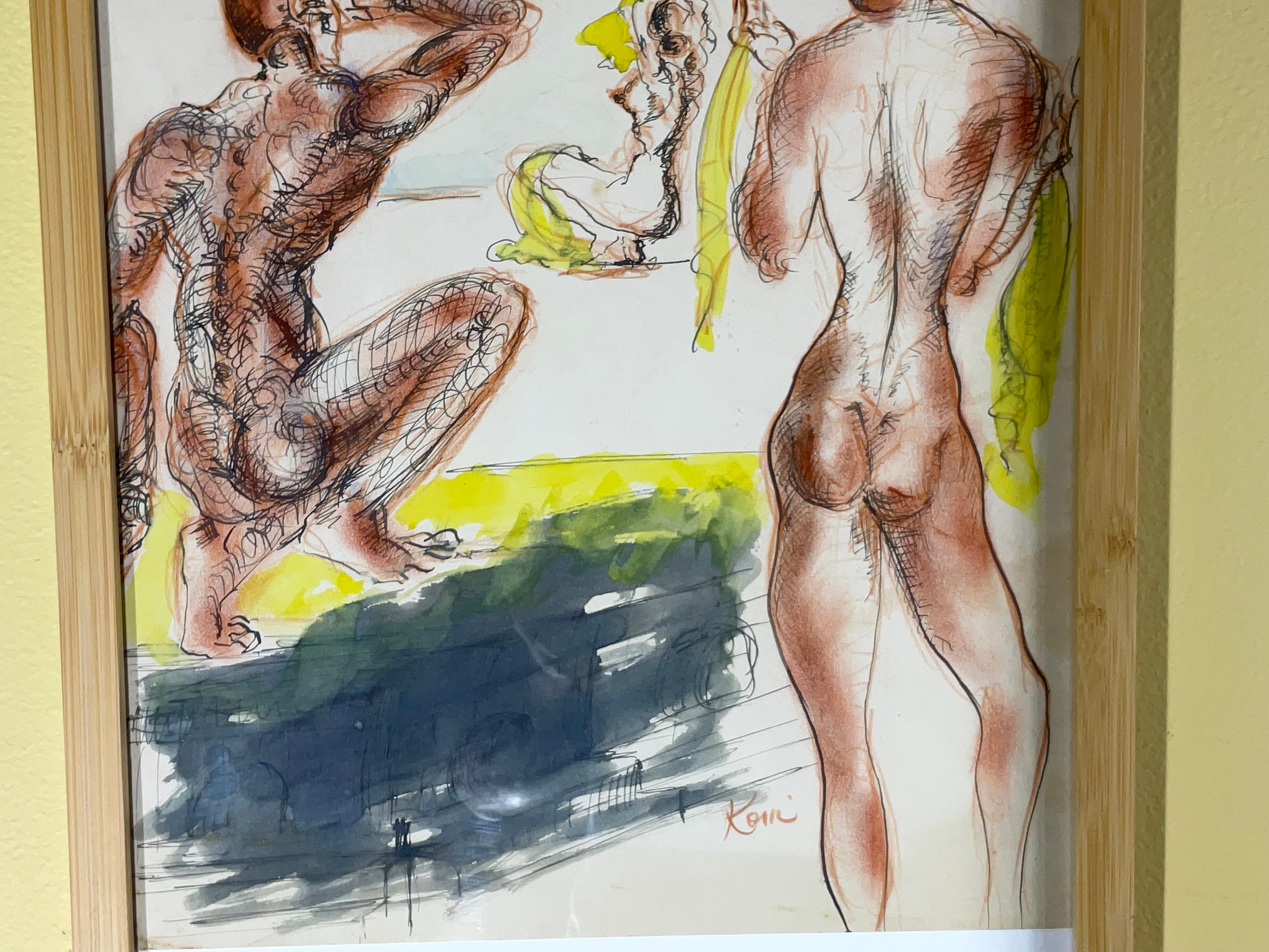 Bambou Nicolaus Koni Nude Œuvre originale sur papier en vente