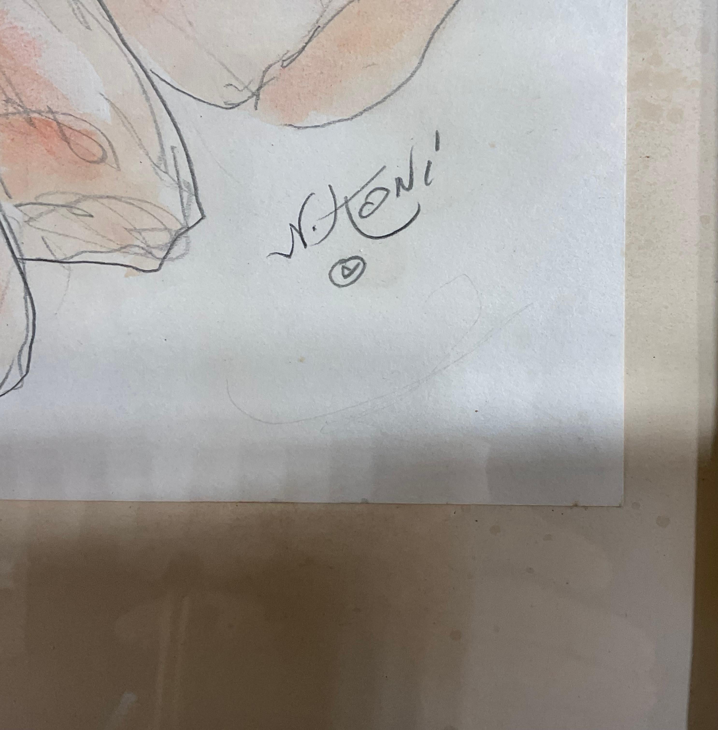Bambù Nicolaus Koni nudo, opera originale su carta in vendita