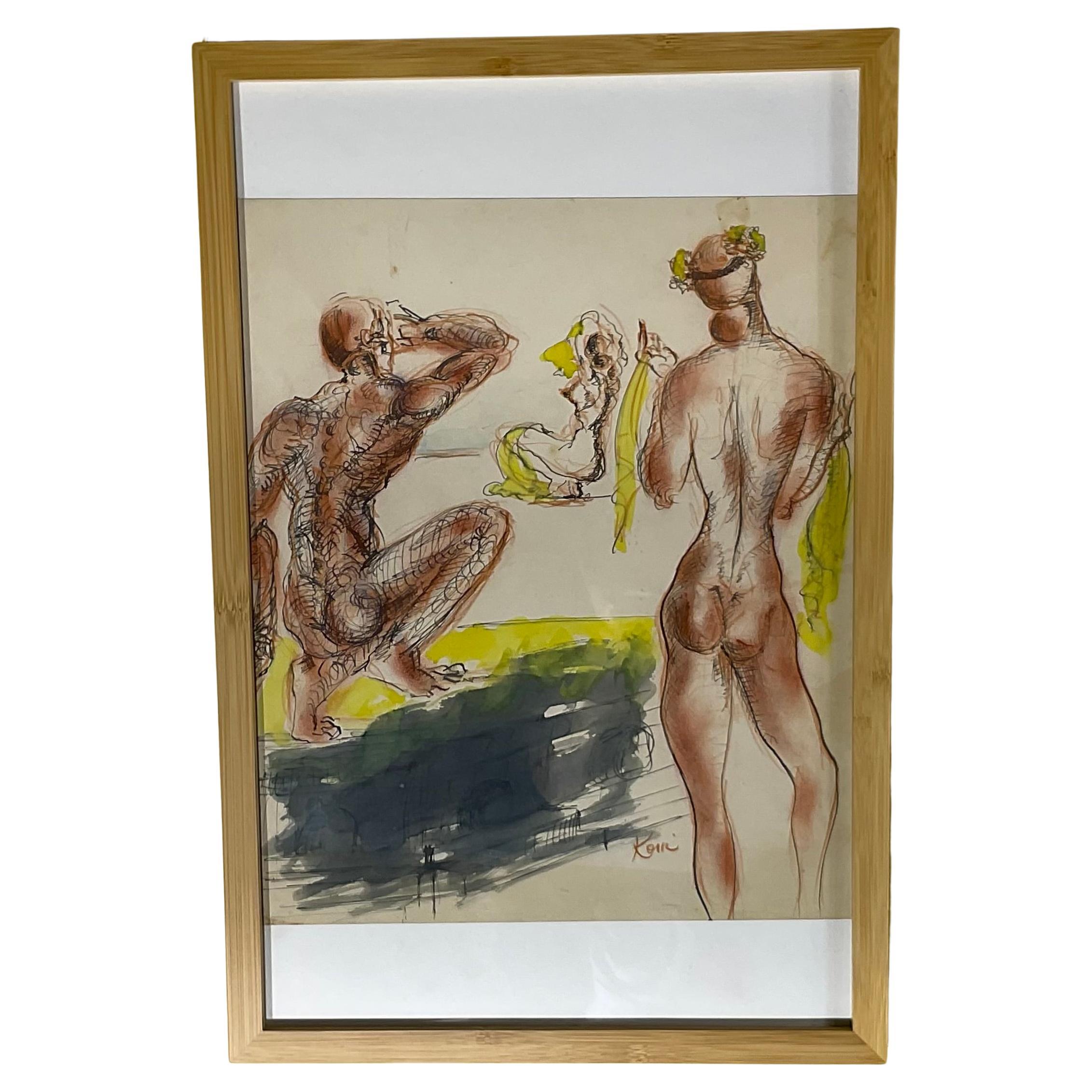 Nicolaus Koni Nude Œuvre originale sur papier en vente