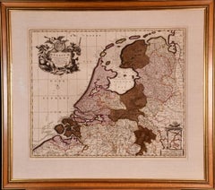 Belgique et les Pays-Bas : Une carte du XVIIe siècle colorée à la main par Visscher 