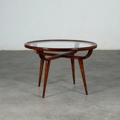 Nicolay Diulgheroff Walnut Round Coffee Table, Italy 1950s