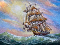 Artist Dobritsin Oil painting on canvas, seascape, "Through the Storm" Framed