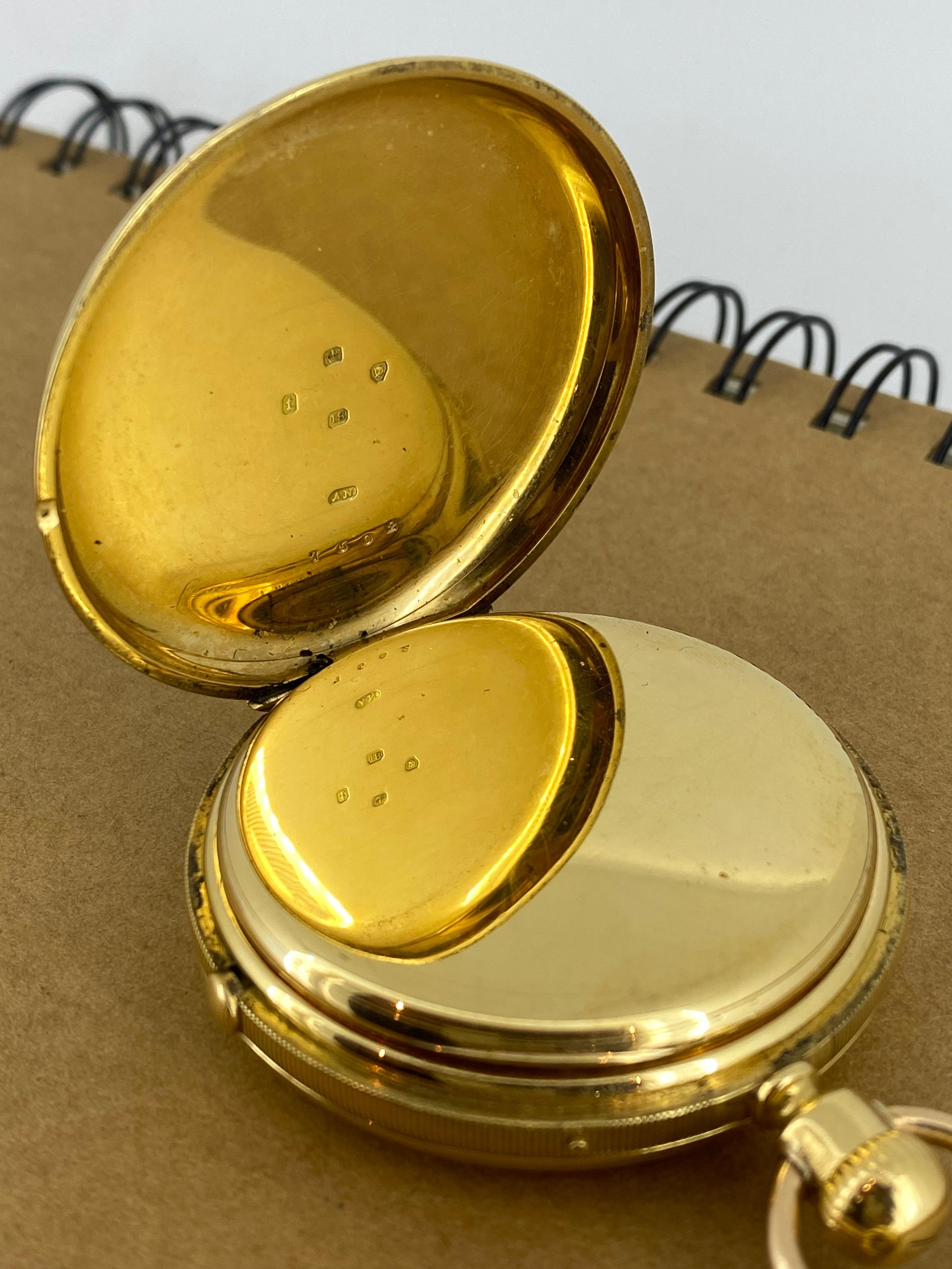 Nicole, A. Nielsen & Co London 18K Gold Double Hunter 53mm Pocket Watch en vente 1