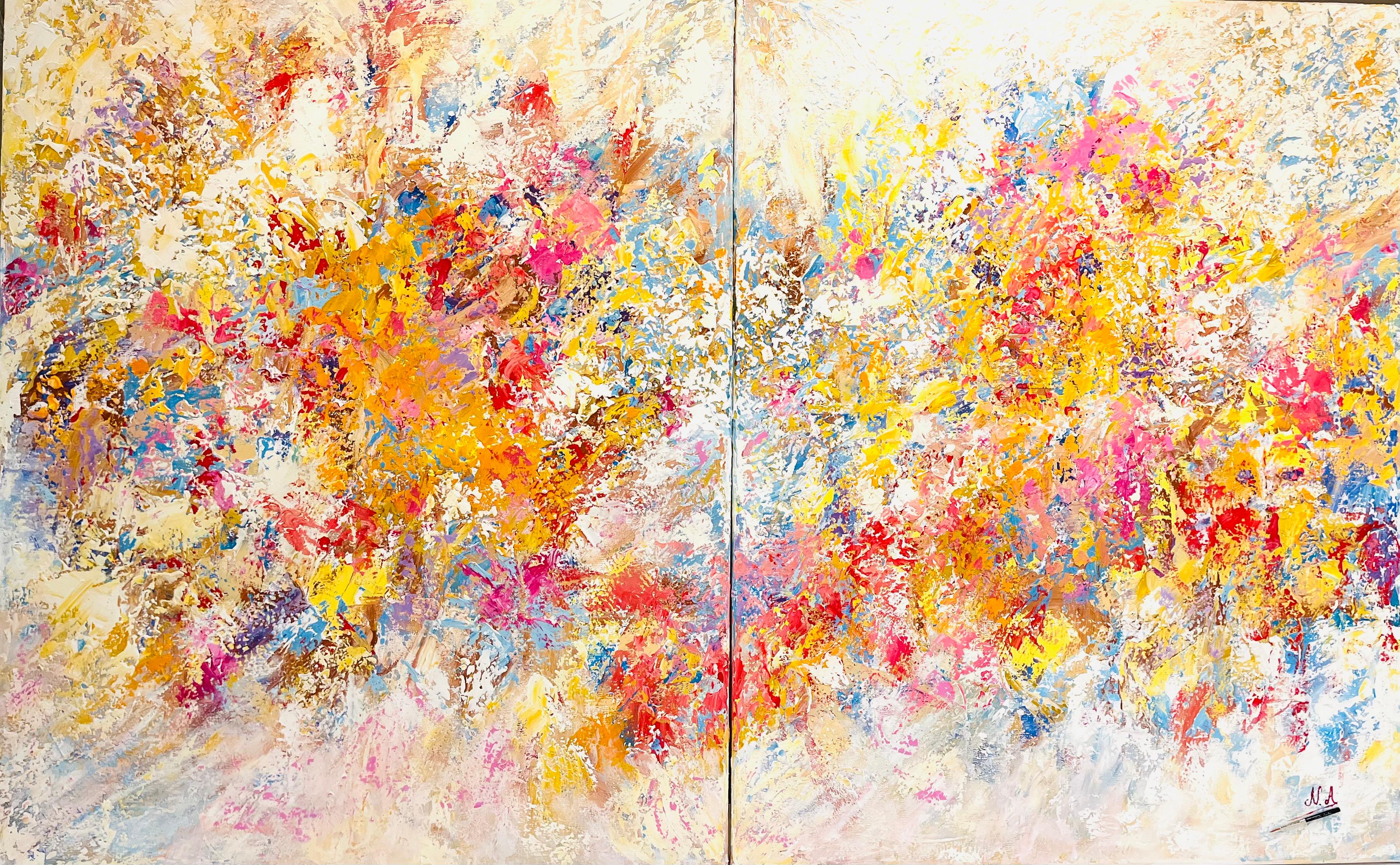 Acrylic on canvas with knife
Diptych can be sold separately, each = $1,200 (92 x 72 x 4 cm - 36,2 x 28,3 x 1,6 in)
Unique work signed lower right with a personalized brush

Nicole Azoulay is a French female artist born in 1963 who lives and works in