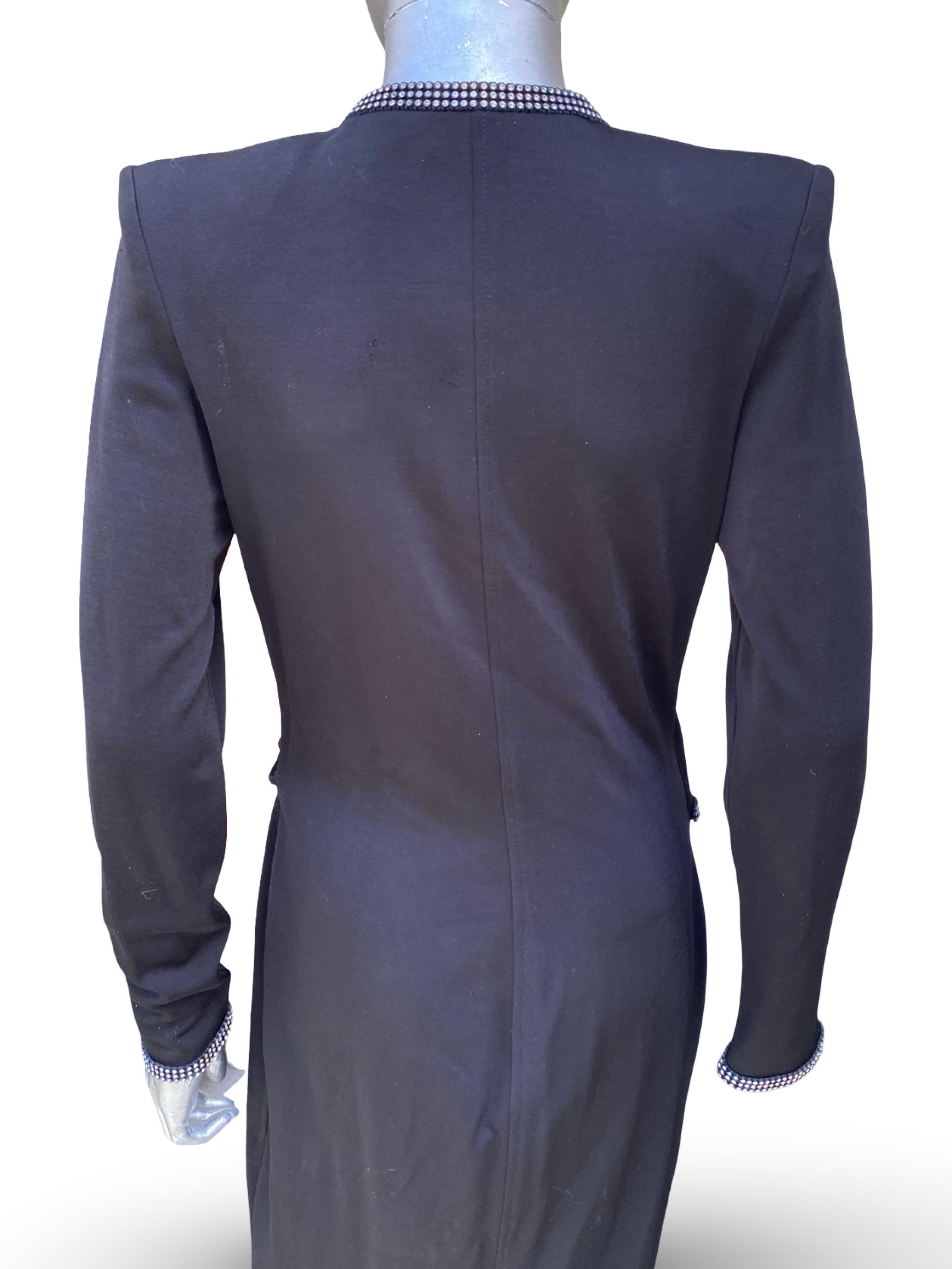 Nicole Bakti Tailored Black Wrap Cocktail  Kleid mit Strassbesatz Größe M im Angebot 7