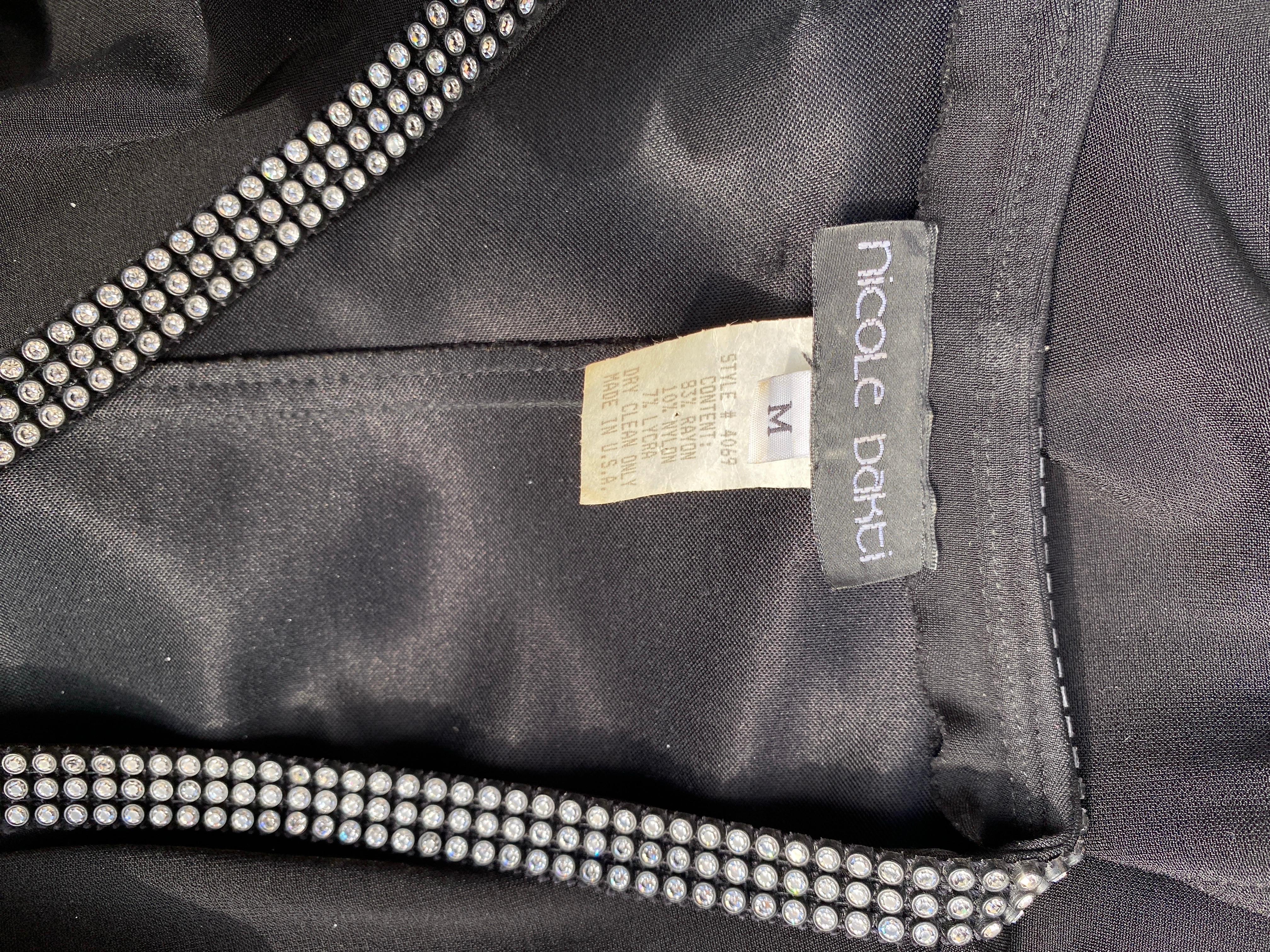 Nicole Bakti Tailored Black Wrap Cocktail  Kleid mit Strassbesatz Größe M im Angebot 10