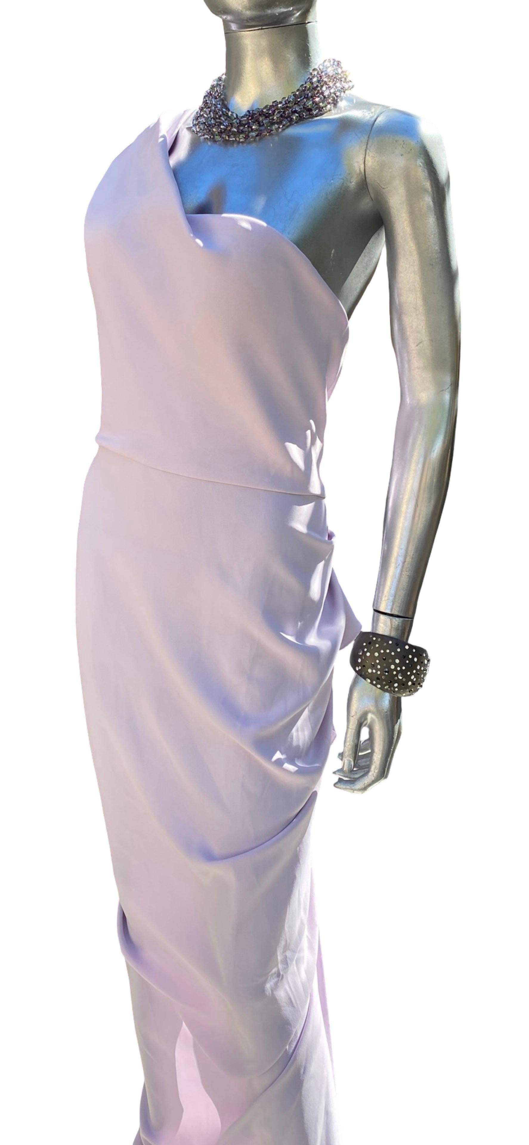 Nicole Batki Drapierte eine Schulter Sexy Lila Langes Kleid Größe 12 im Angebot 6